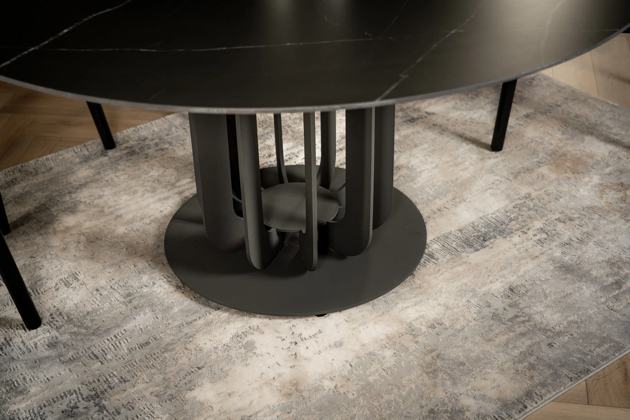 Round Sintered Stone Dining Table 150cm – Fresco Black Manhattan - Image 4