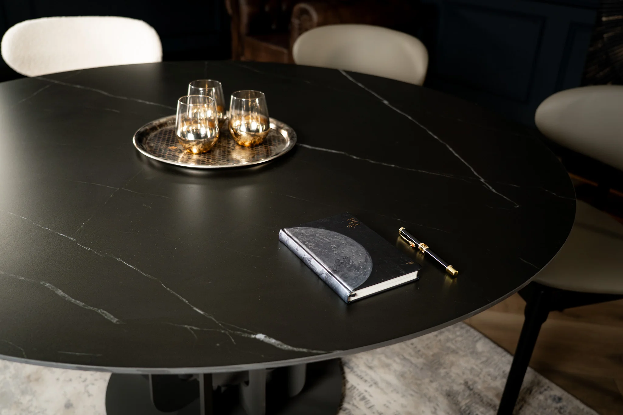 Round Sintered Stone Dining Table 150cm – Fresco Black Manhattan - Image 5