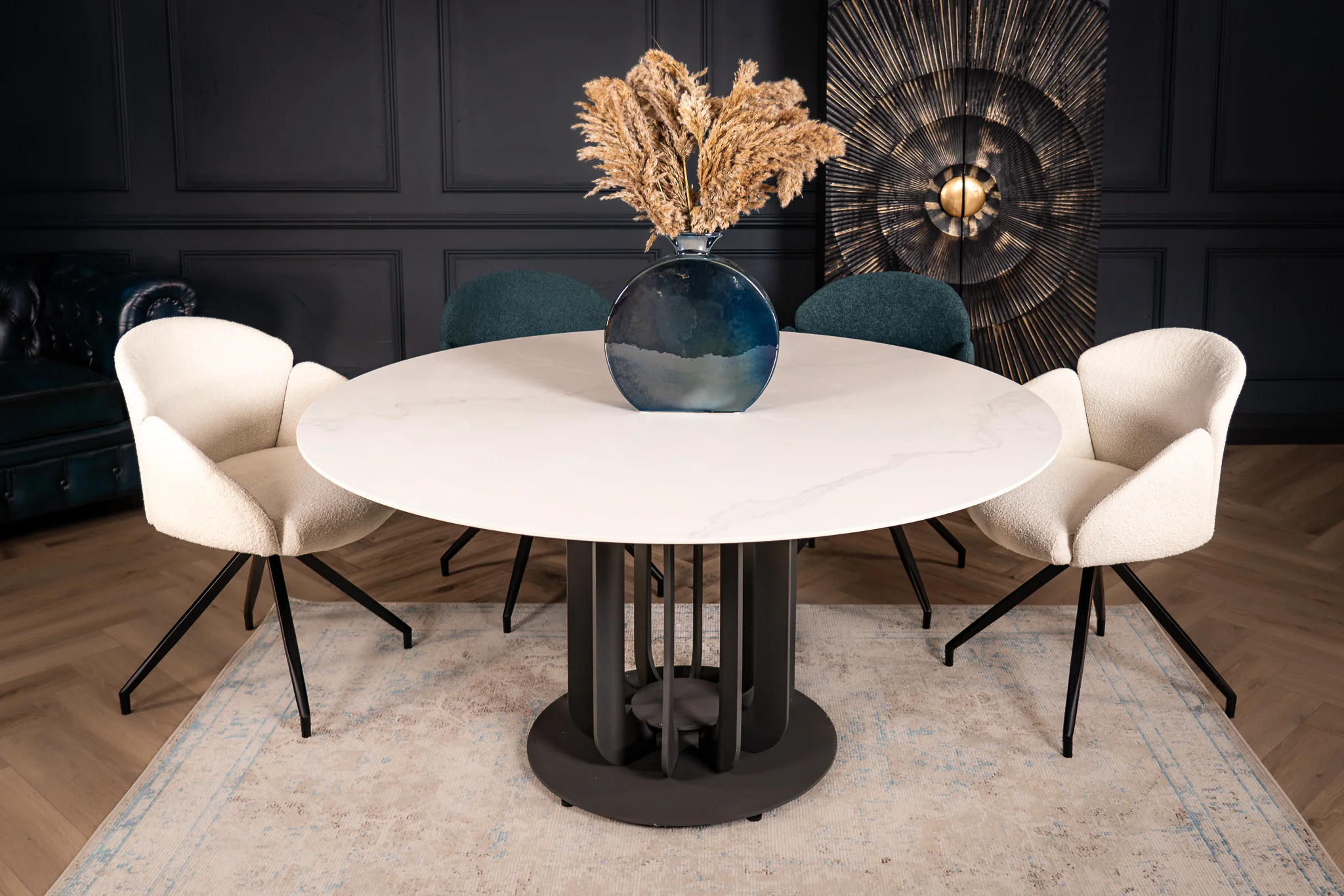 Round Sintered Stone Dining Table 150cm – Fresco Calacatta White Marble