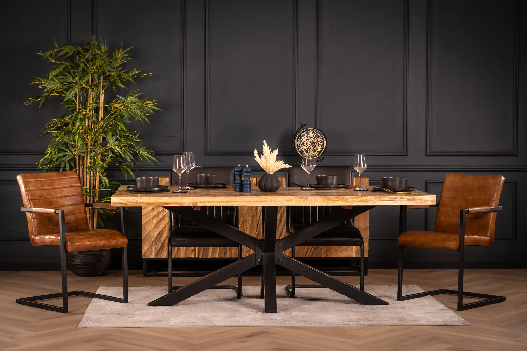 Solid Mango Wood Dining Table 180cm – Galaxie Spider Frame - Image 3