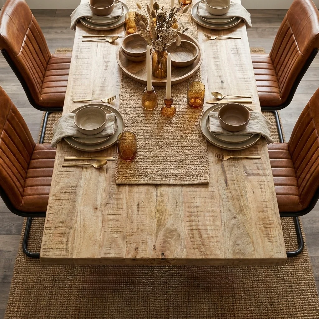 Solid Mango Wood Dining Table 200cm – Galaxie Spider Frame - Image 3