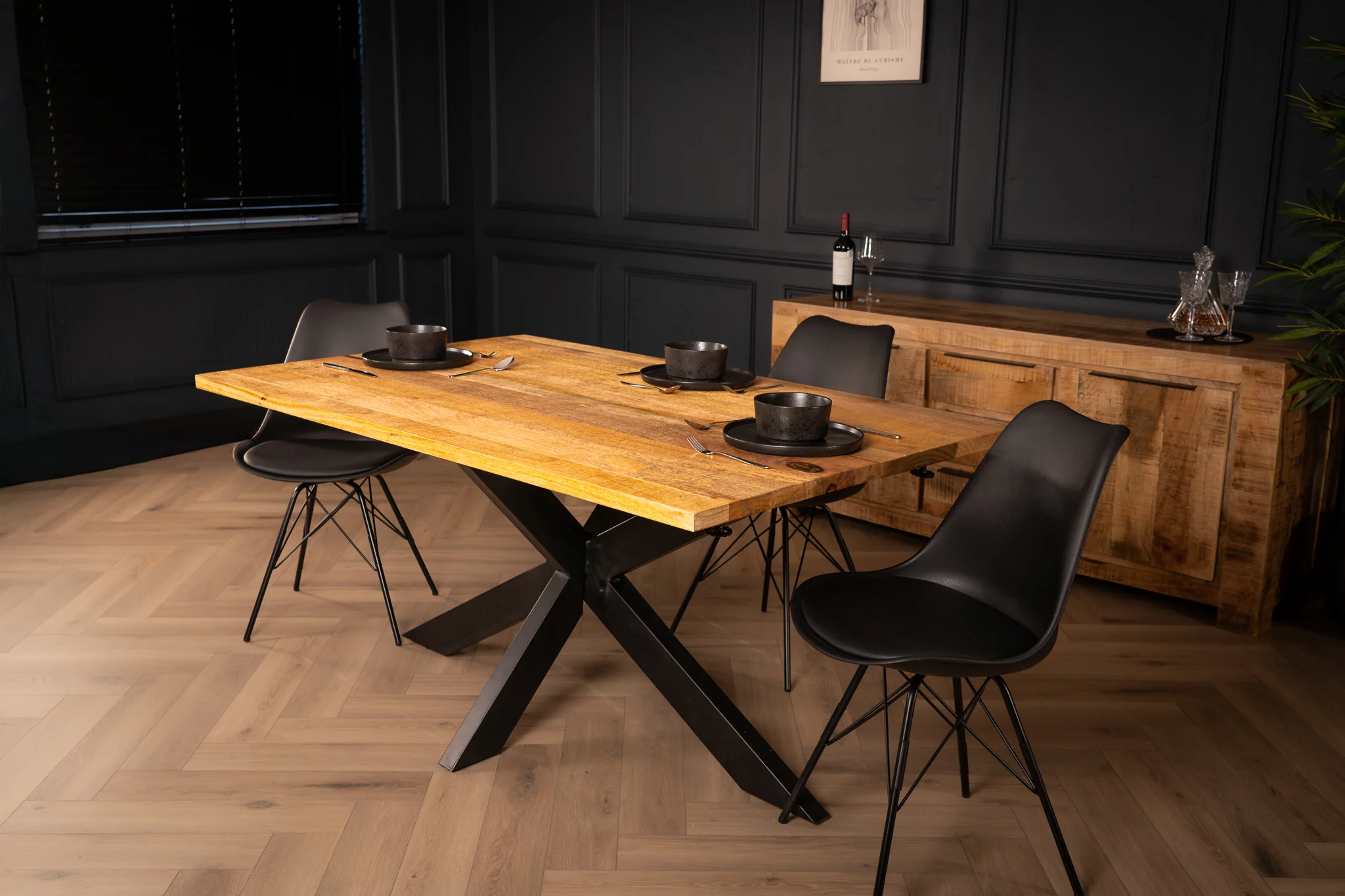 Solid Mango Wood Extendable Dining Table 160-240cm – Galaxie Spider Frame - Image 7