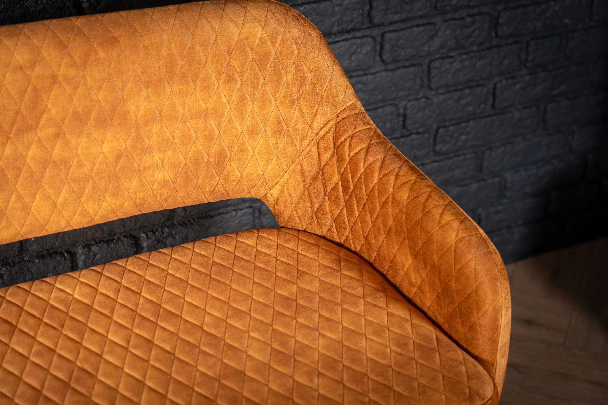Velvet Bench 160 cm Mustard Yellow with Black Legs – Glamour - Image 6