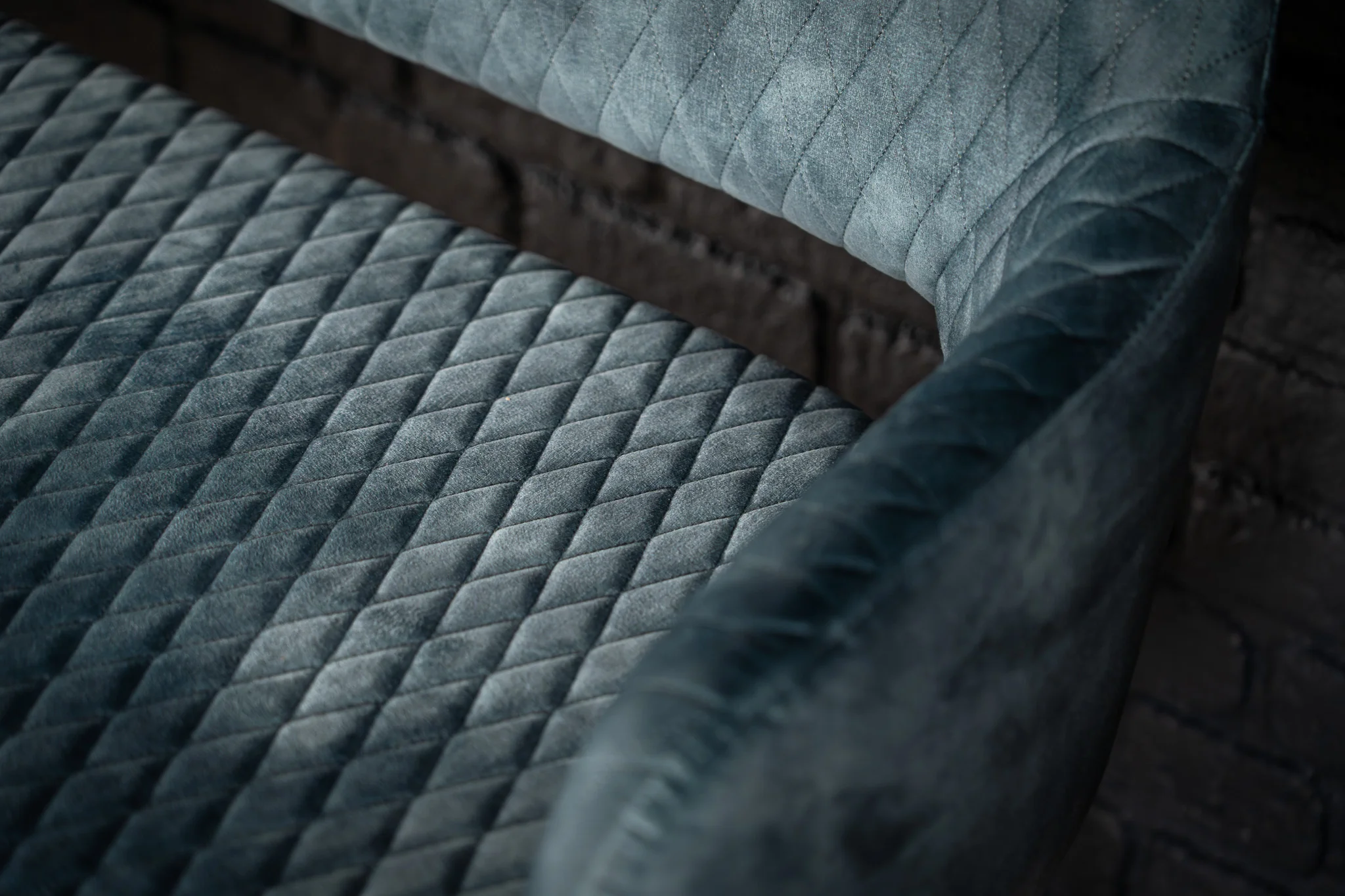 Velvet Bench 160 cm Petrol Blue with Black Legs – Glamour - Image 7