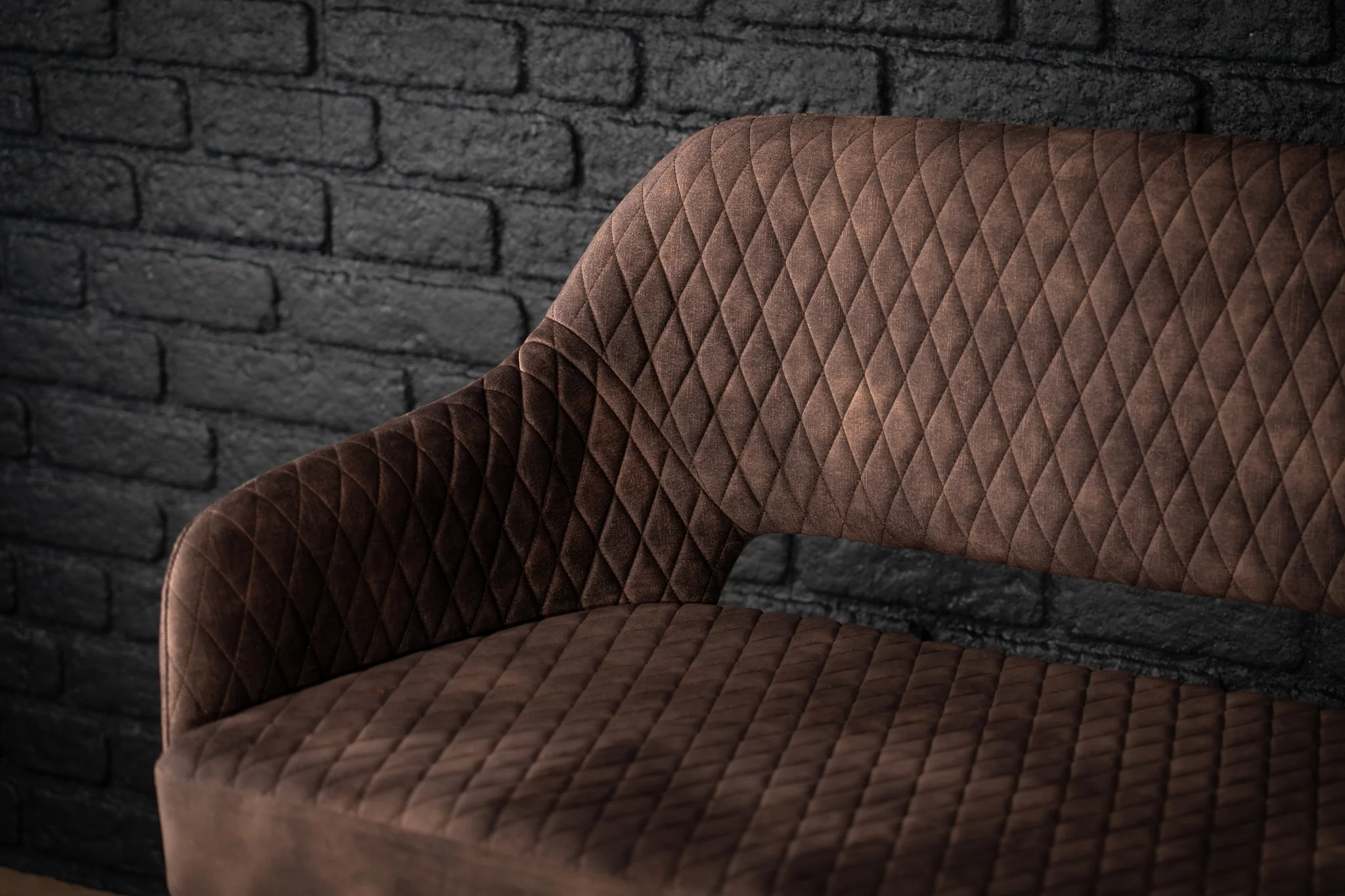 Velvet Bench 160 cm Grey Brown with Black Legs – Glamour - Image 8