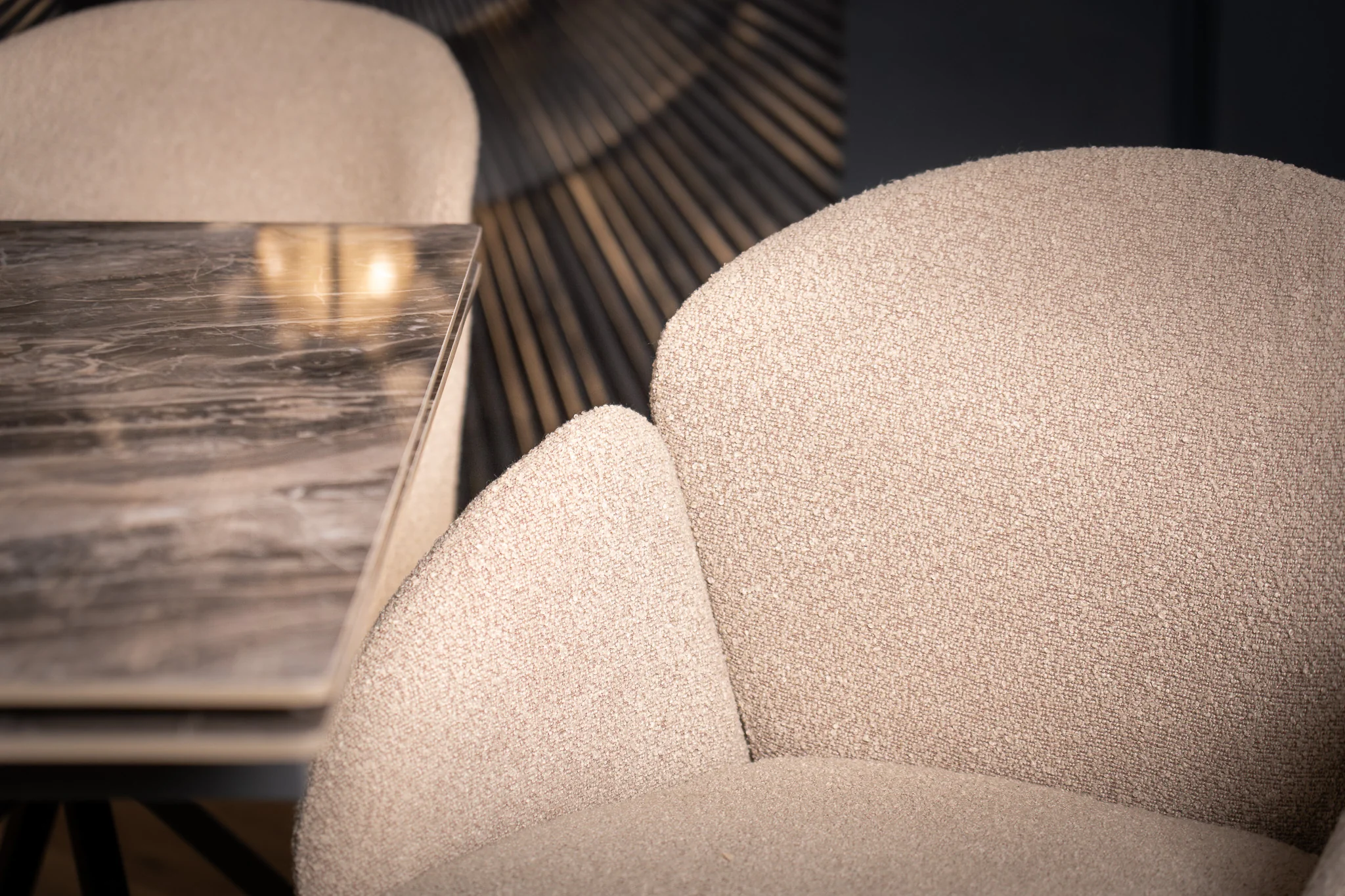 Boucle Swivel Dining Chair Beige – Glide - Image 3