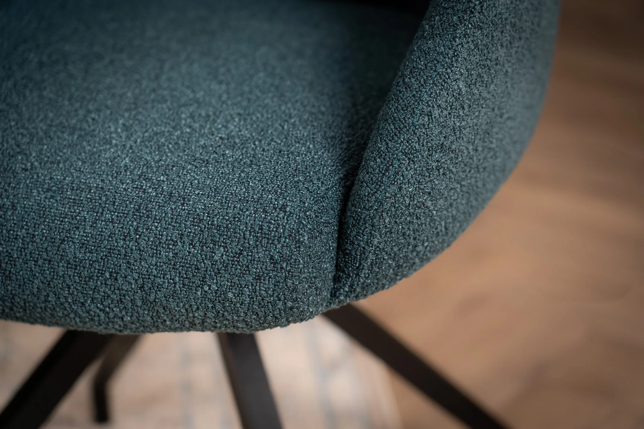 Boucle Swivel Dining Chair Blue – Glide - Image 3