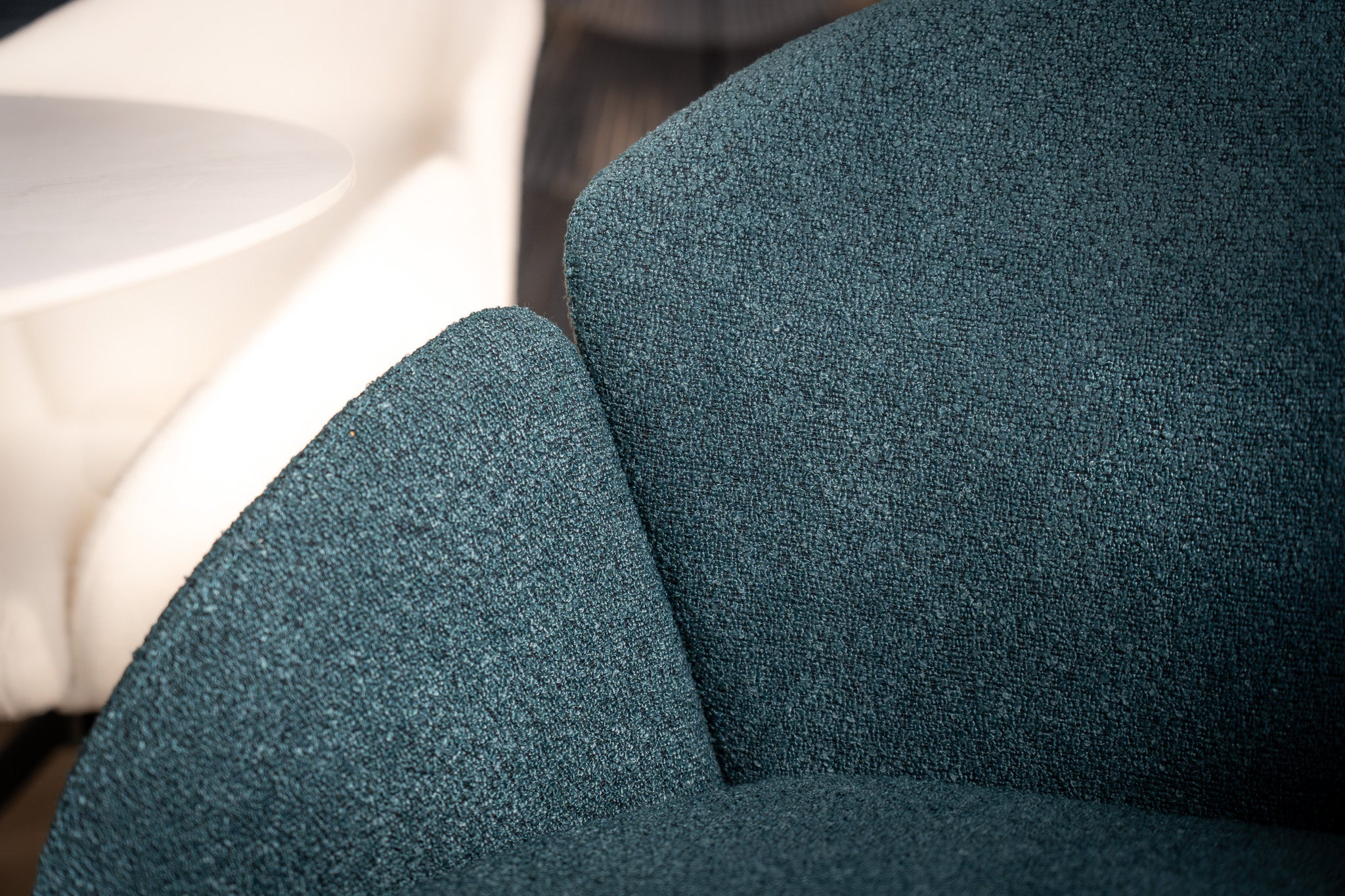 Boucle Swivel Dining Chair Blue – Glide - Image 4