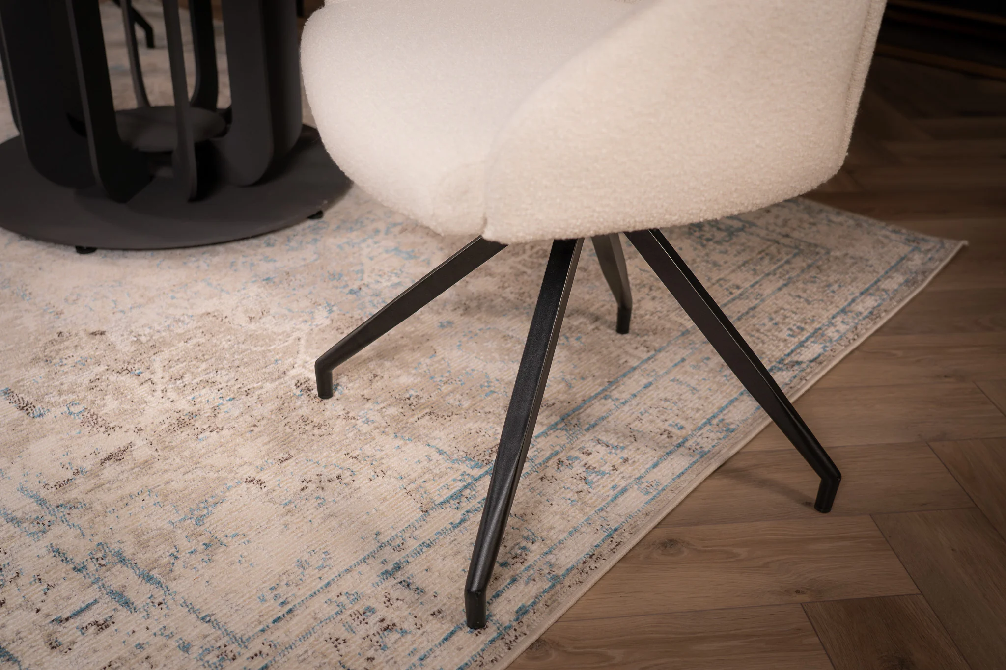 Boucle Swivel Dining Chair White – Glide - Image 2