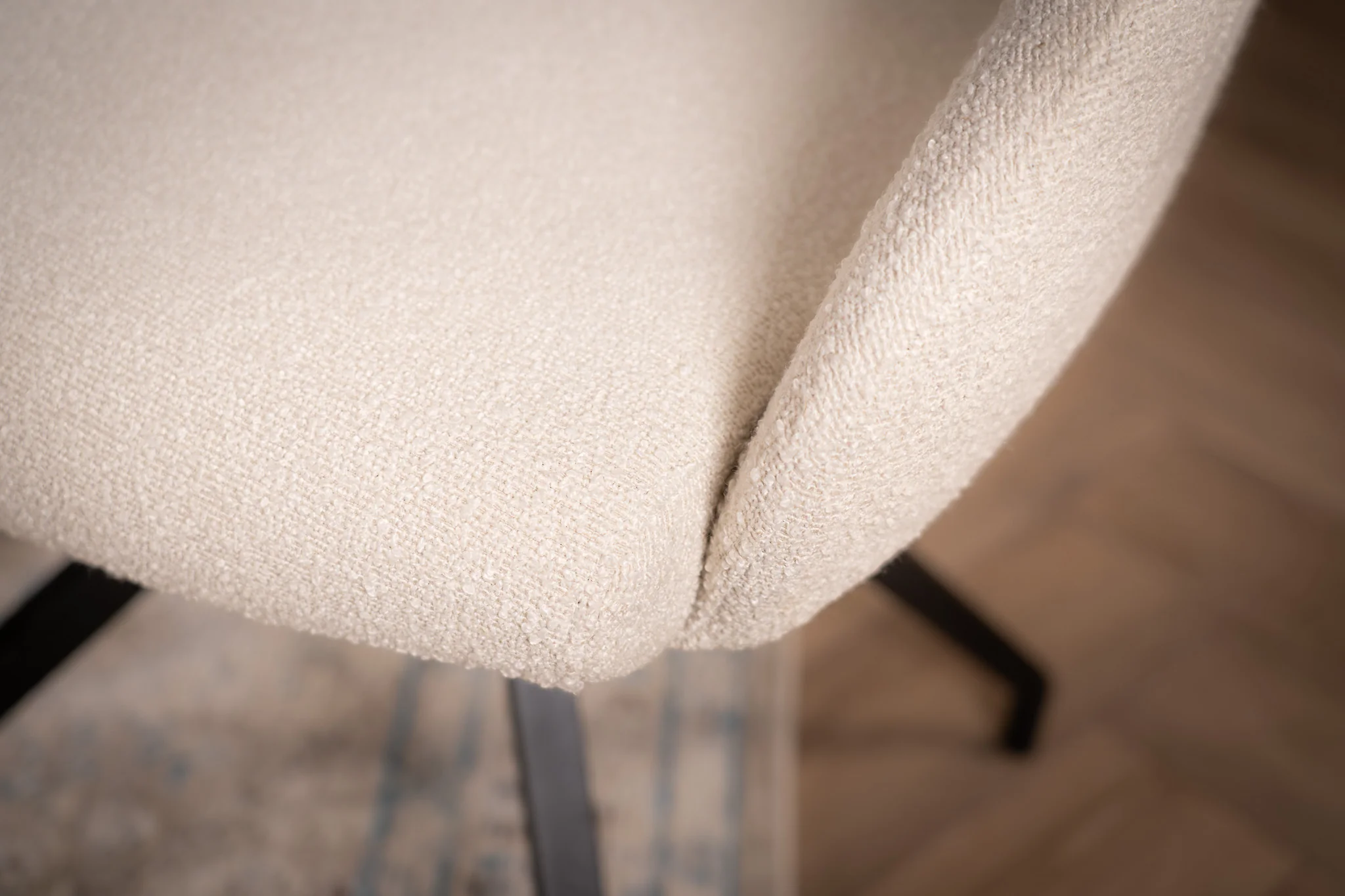 Boucle Swivel Dining Chair White – Glide - Image 4