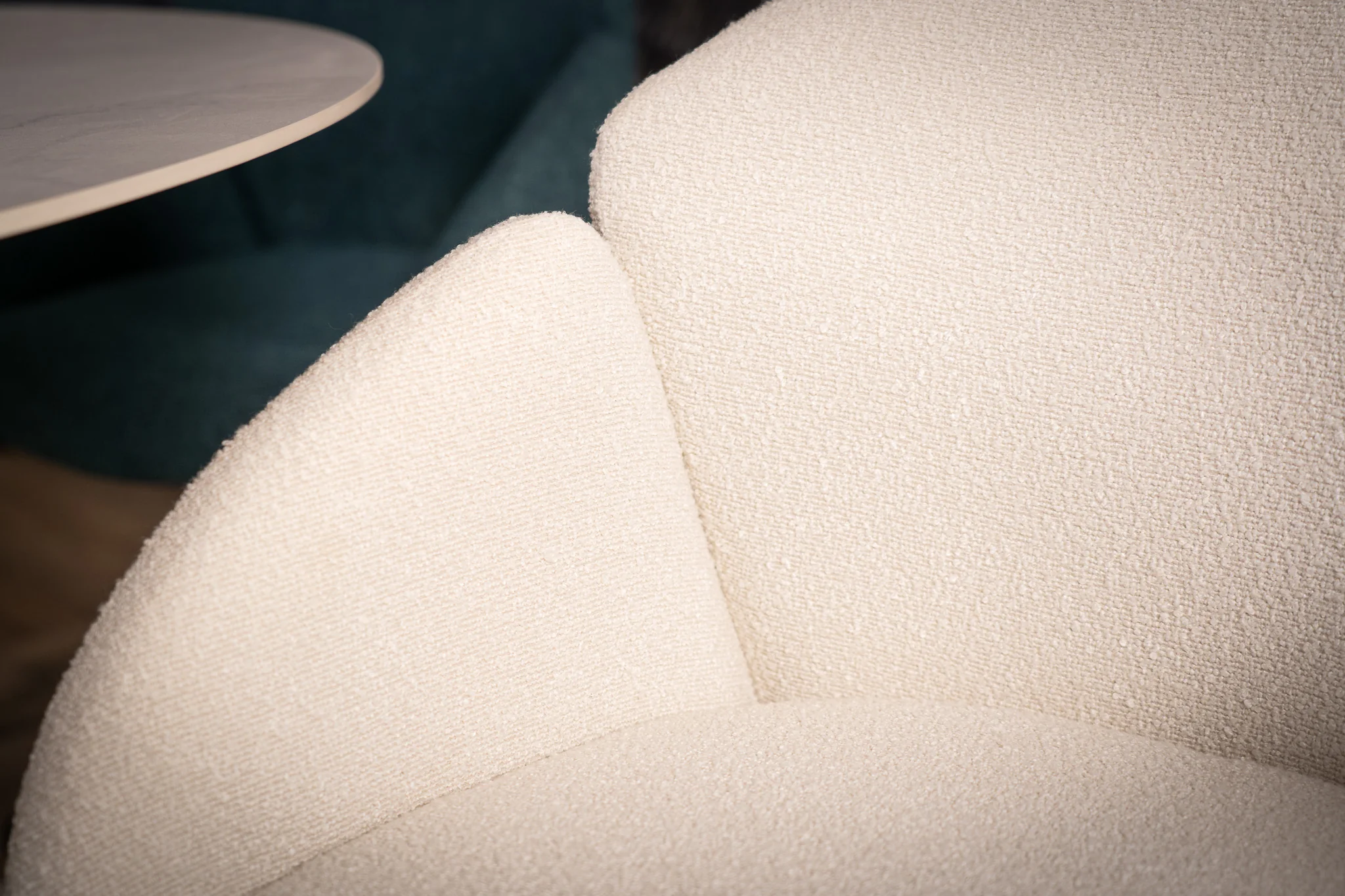Boucle Swivel Dining Chair White – Glide - Image 5
