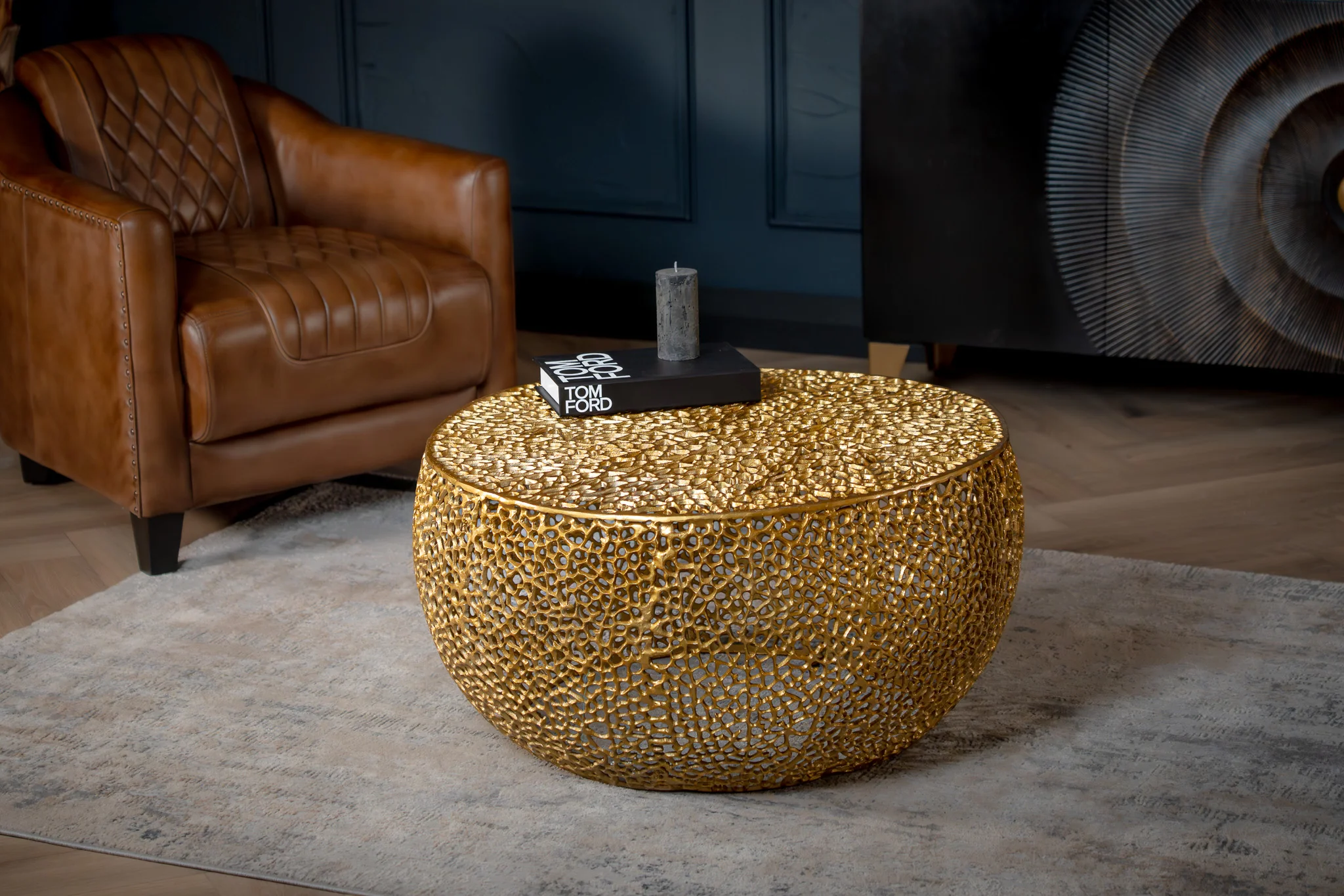 Aluminium Coffee Table Gold 80 cm – Golden Coral