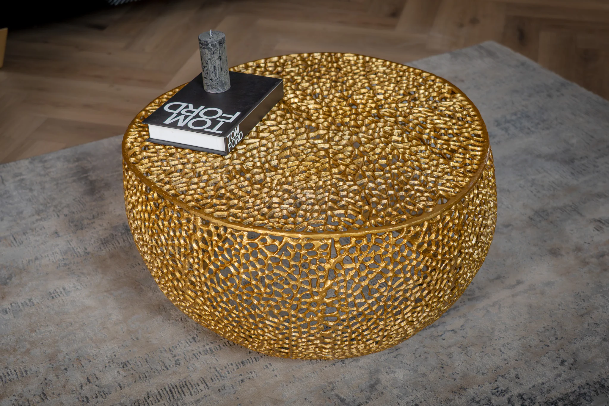Aluminium Coffee Table Gold 80 cm – Golden Coral - Image 2