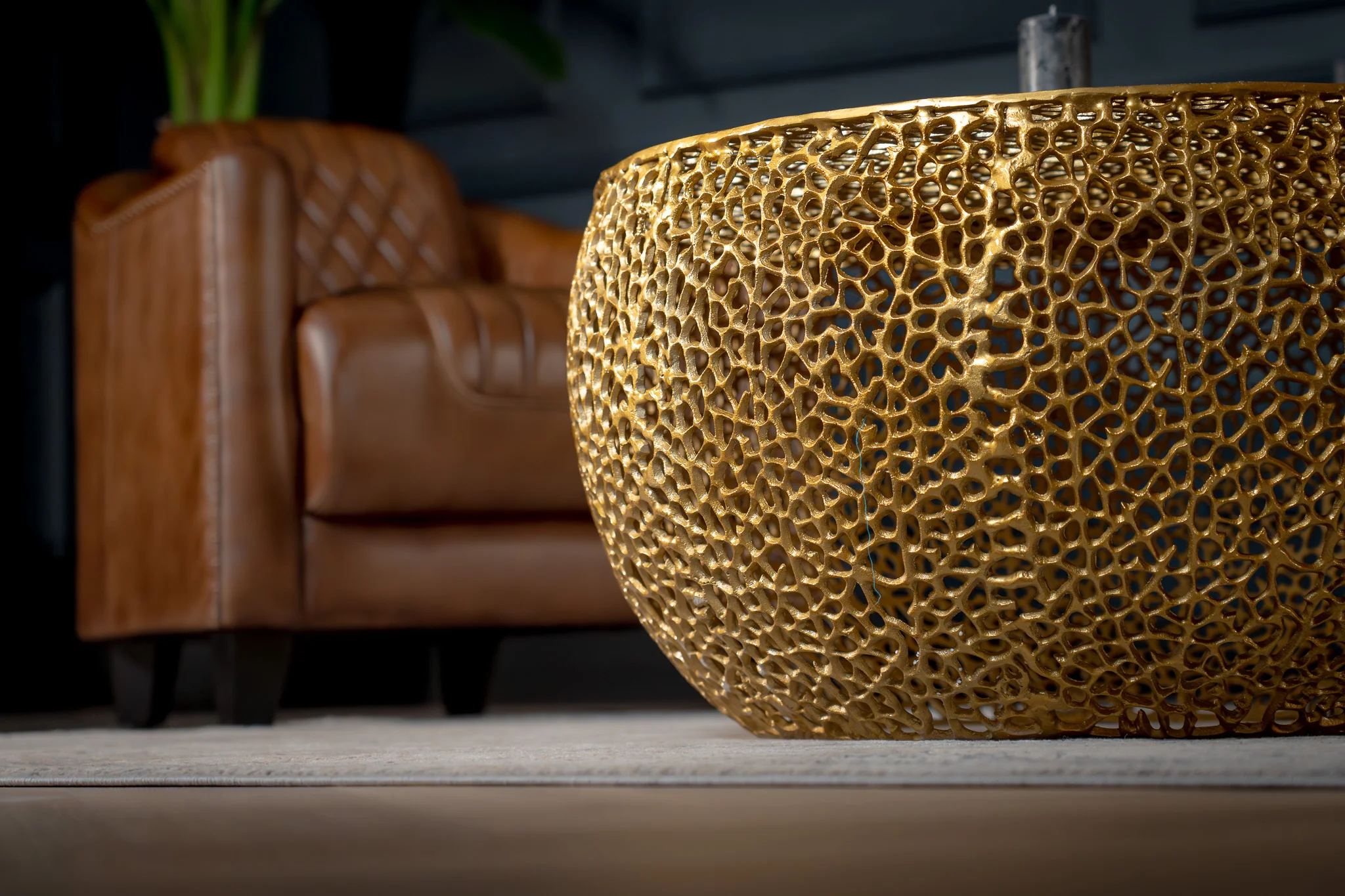 Aluminium Coffee Table Gold 80 cm – Golden Coral - Image 4