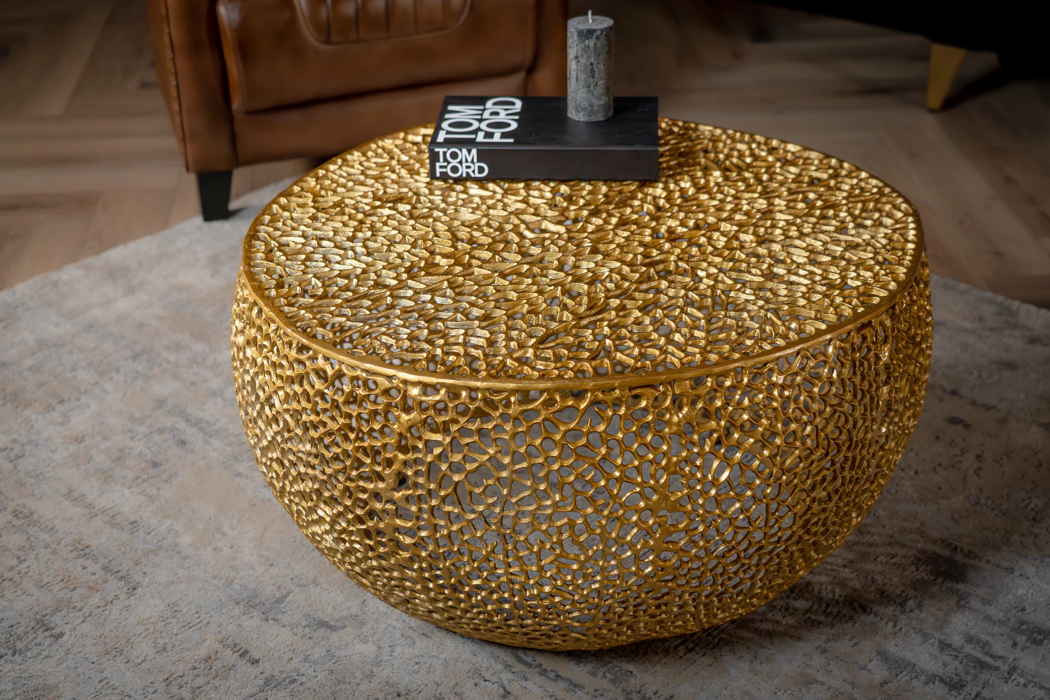 Aluminium Coffee Table Gold 80 cm – Golden Coral - Image 6
