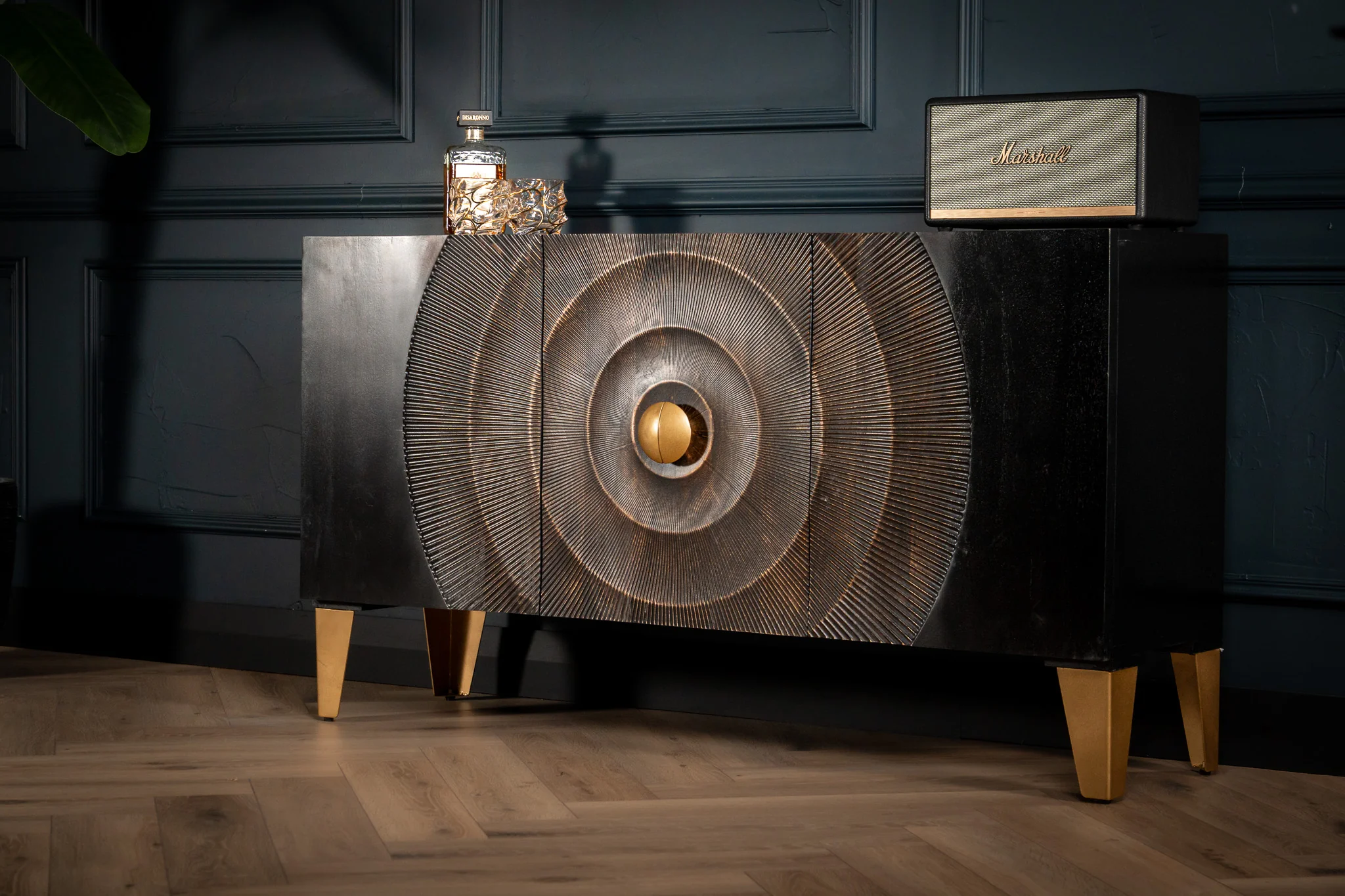 Solid Mango Wood Sideboard Black 140 cm – Sunset - Image 3