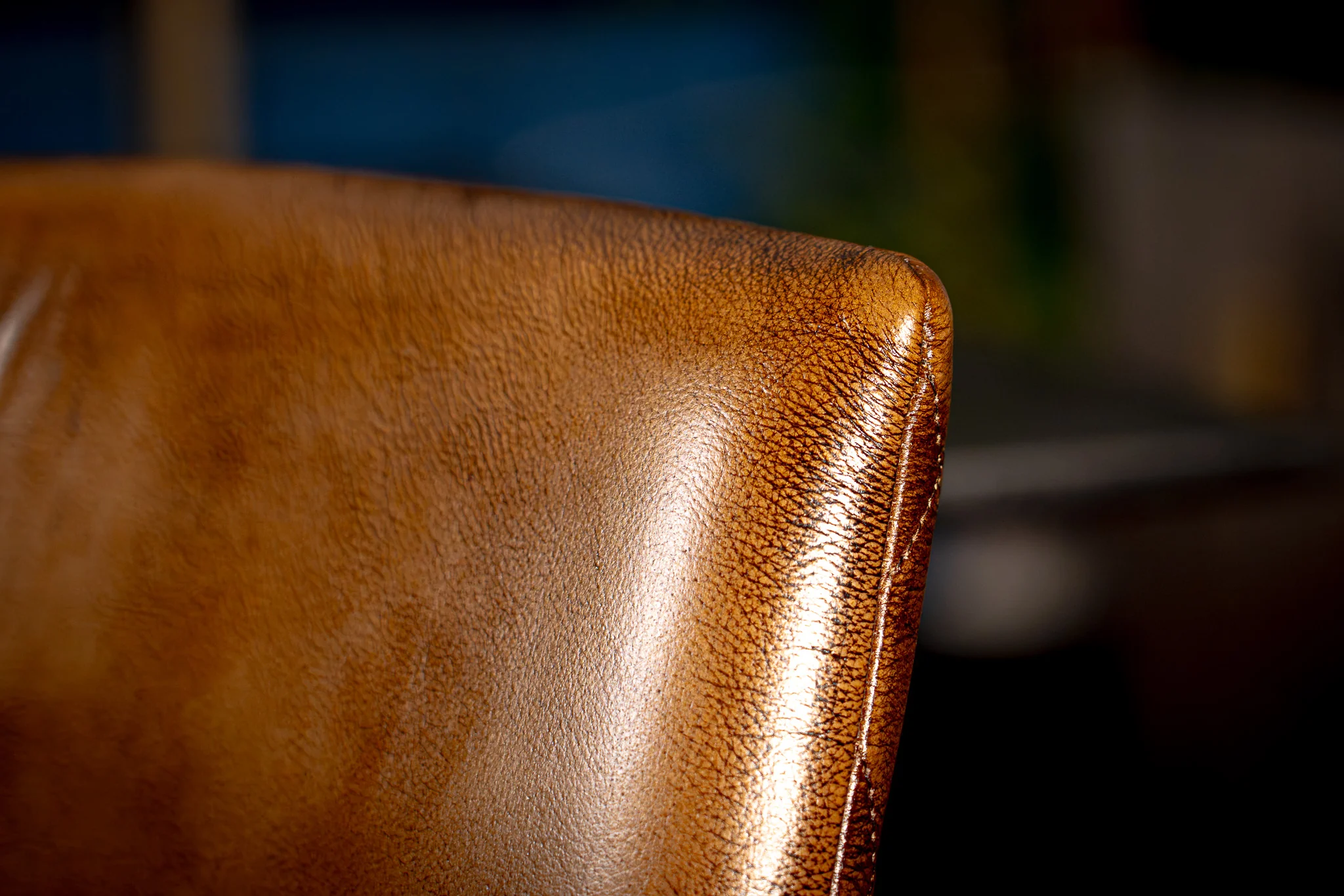 Genuine Leather Dining Armchair Antique Brown with Black Legs – Hudson - Image 6
