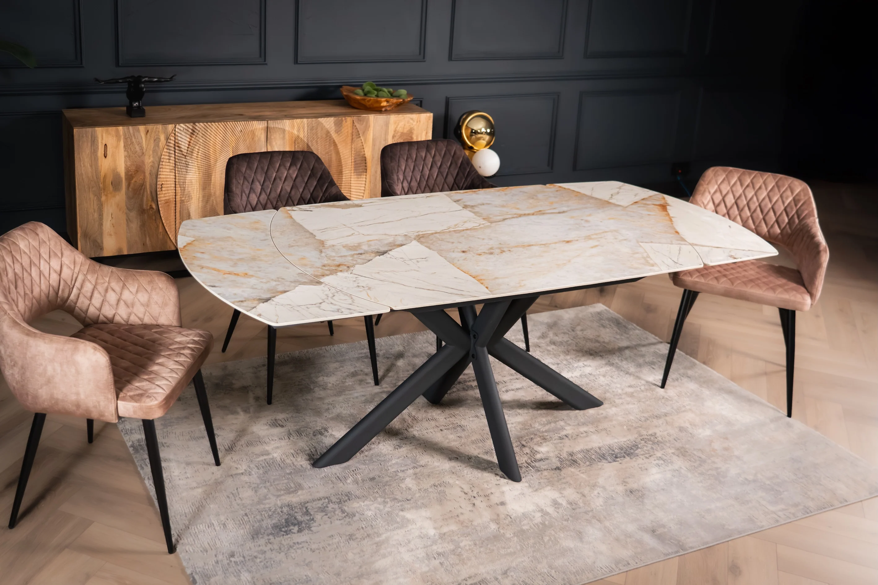 Rotating Extendable Sintered Stone Dining Table 140-200cm – Integri Rusty Stone