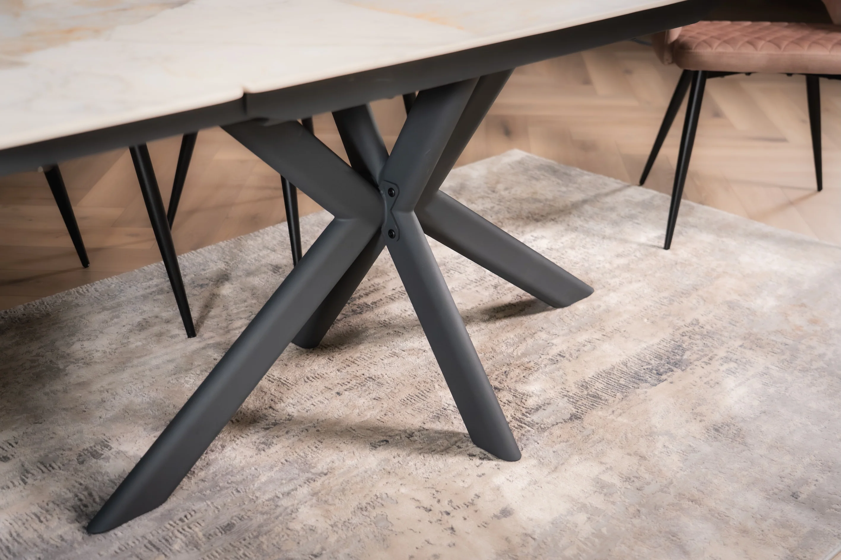 Rotating Extendable Sintered Stone Dining Table 140-200cm – Integri Rusty Stone - Image 10
