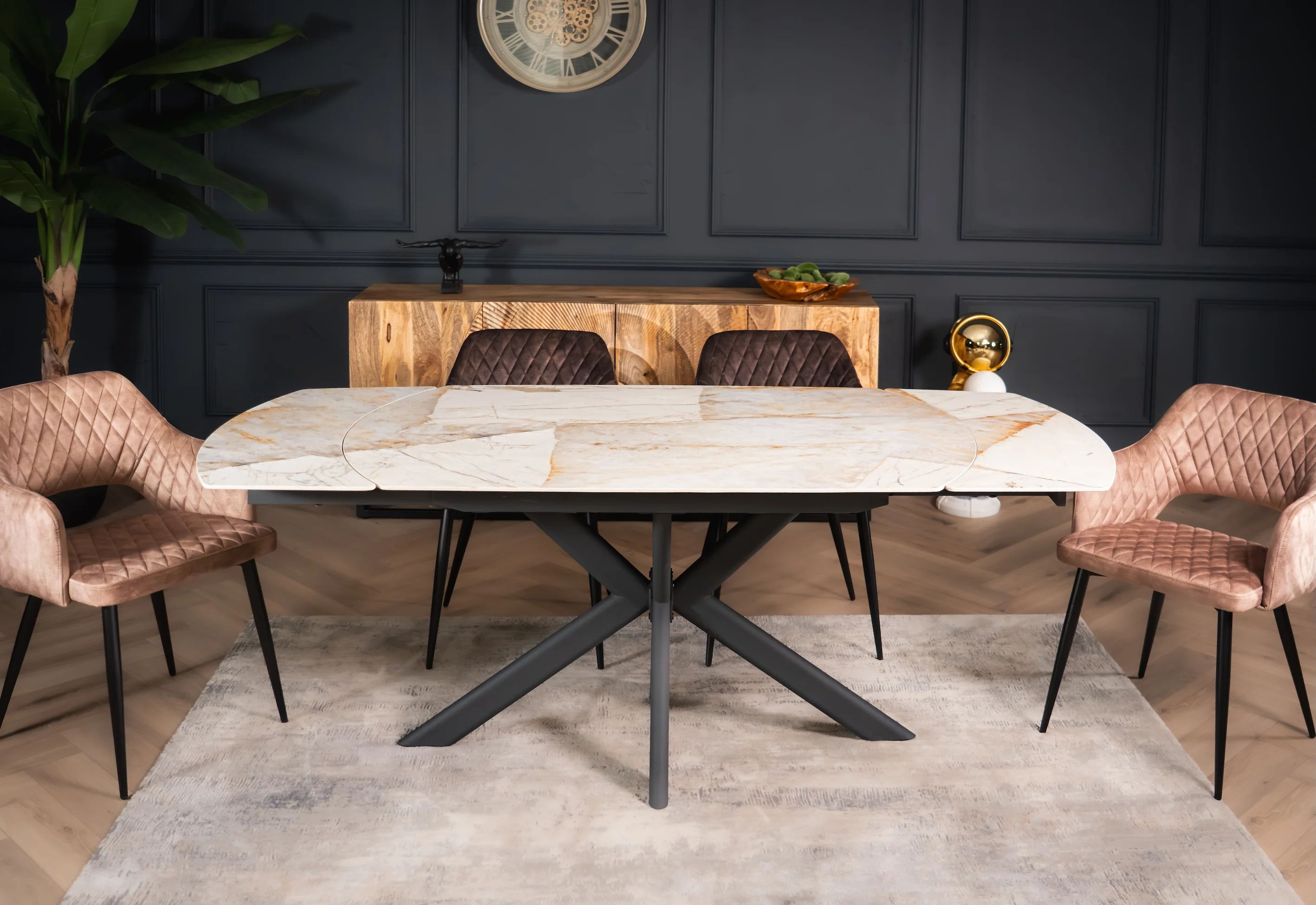 Rotating Extendable Sintered Stone Dining Table 140-200cm – Integri Rusty Stone - Image 2