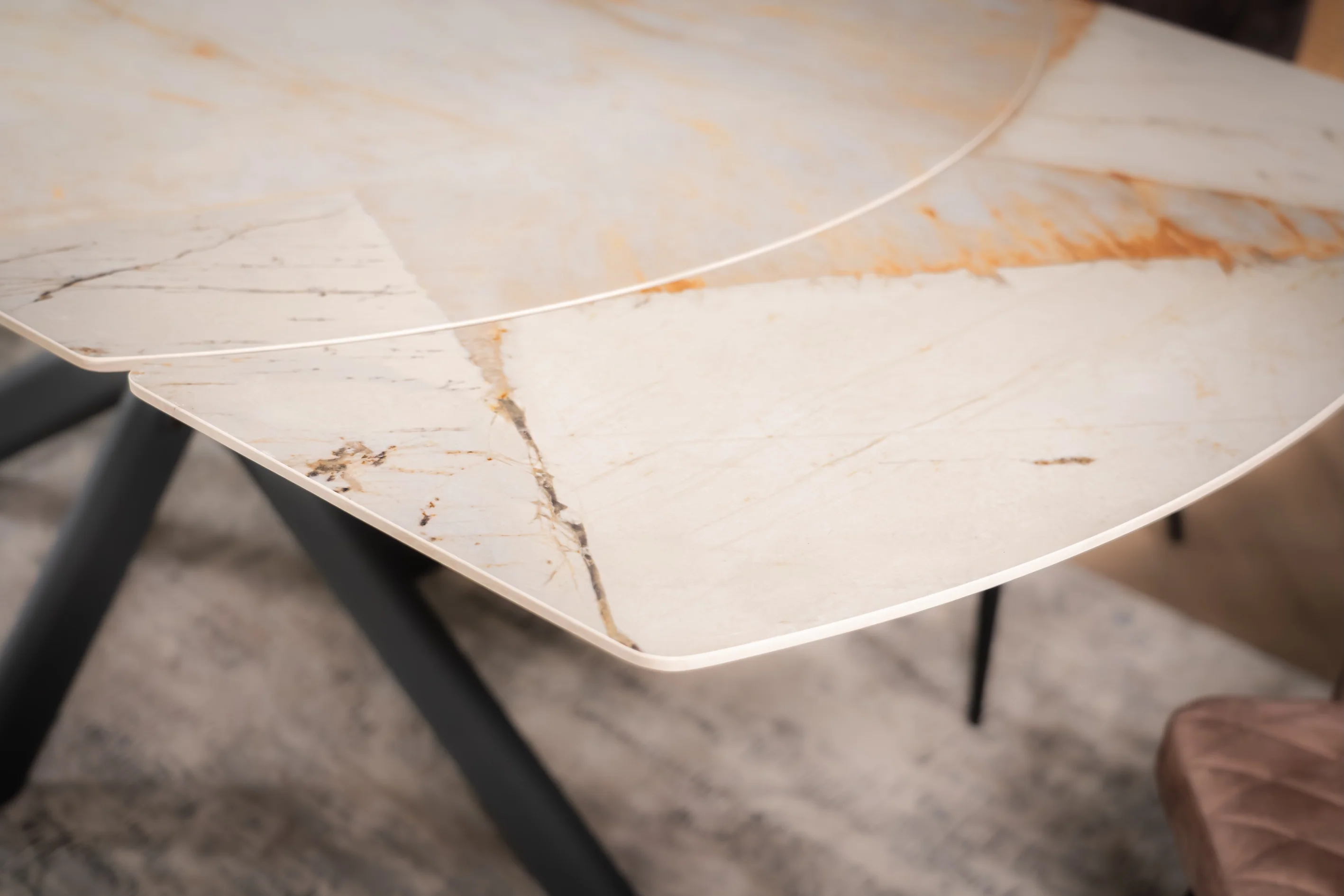 Rotating Extendable Sintered Stone Dining Table 140-200cm – Integri Rusty Stone - Image 4