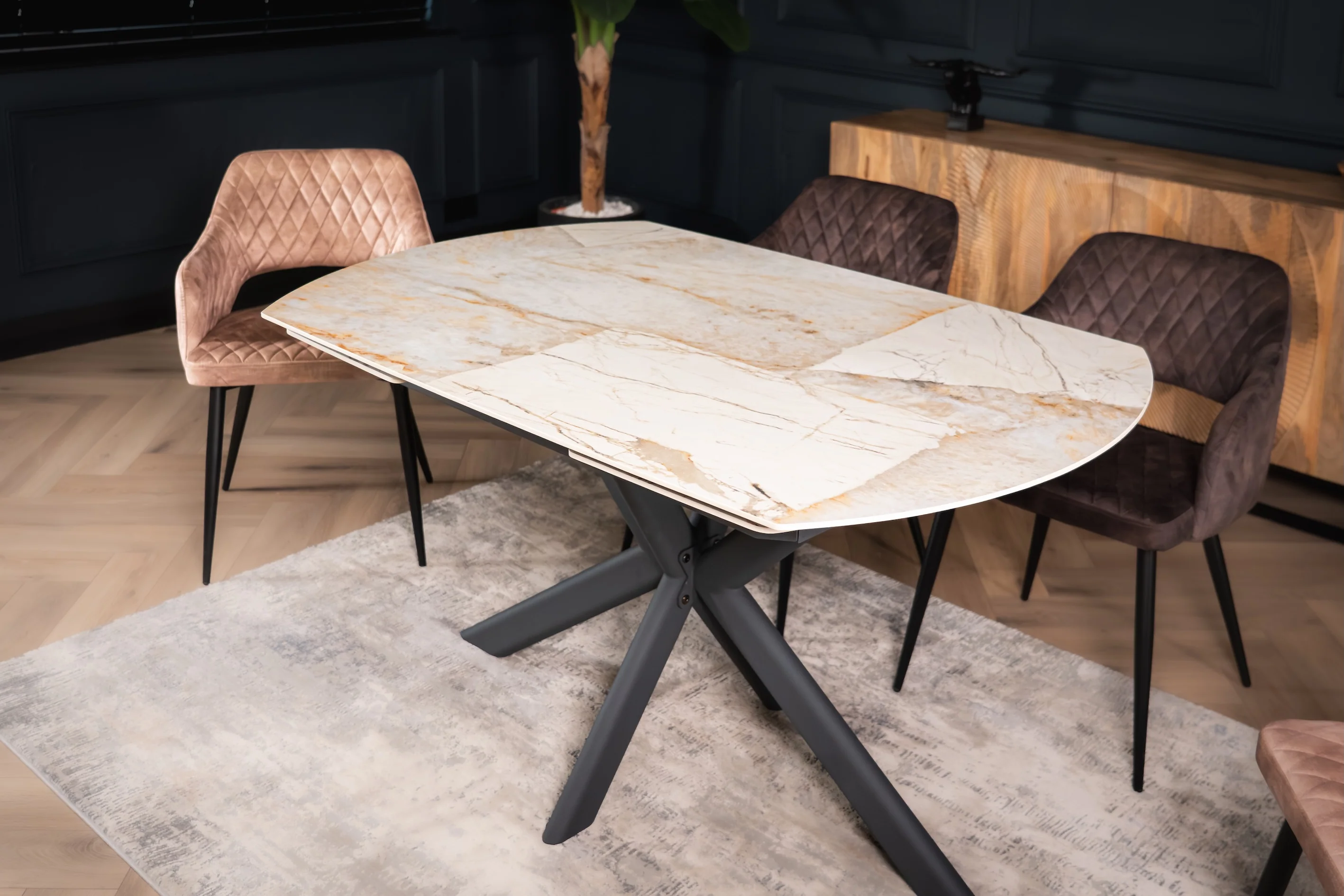 Rotating Extendable Sintered Stone Dining Table 140-200cm – Integri Rusty Stone - Image 9