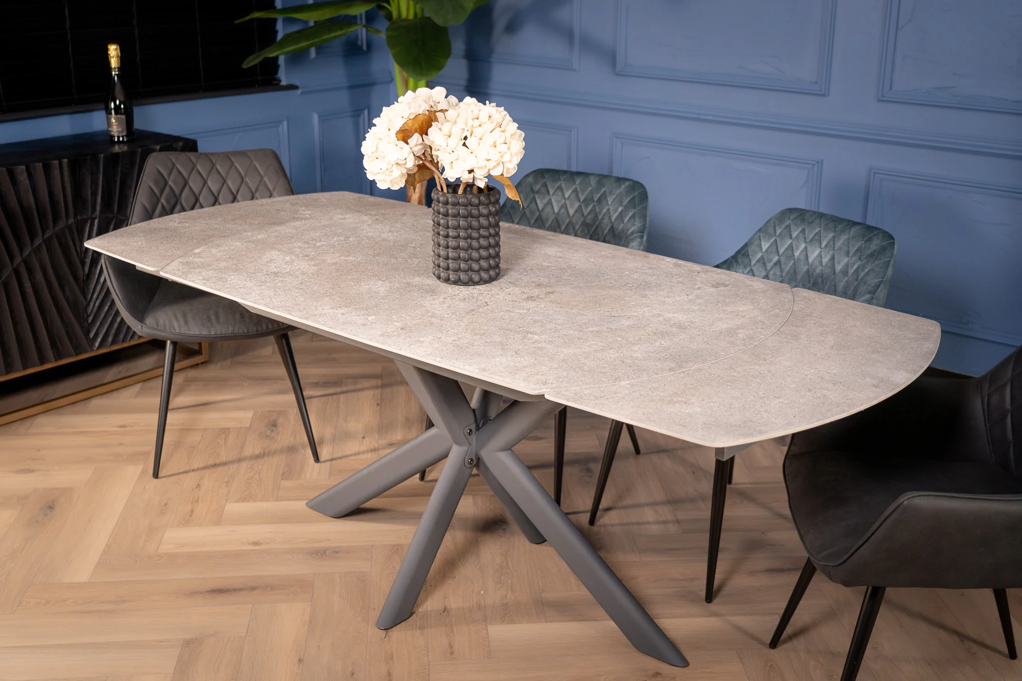 Rotating Extendable Sintered Stone Dining Table 140-200cm – Integri Grey Concrete - Image 3