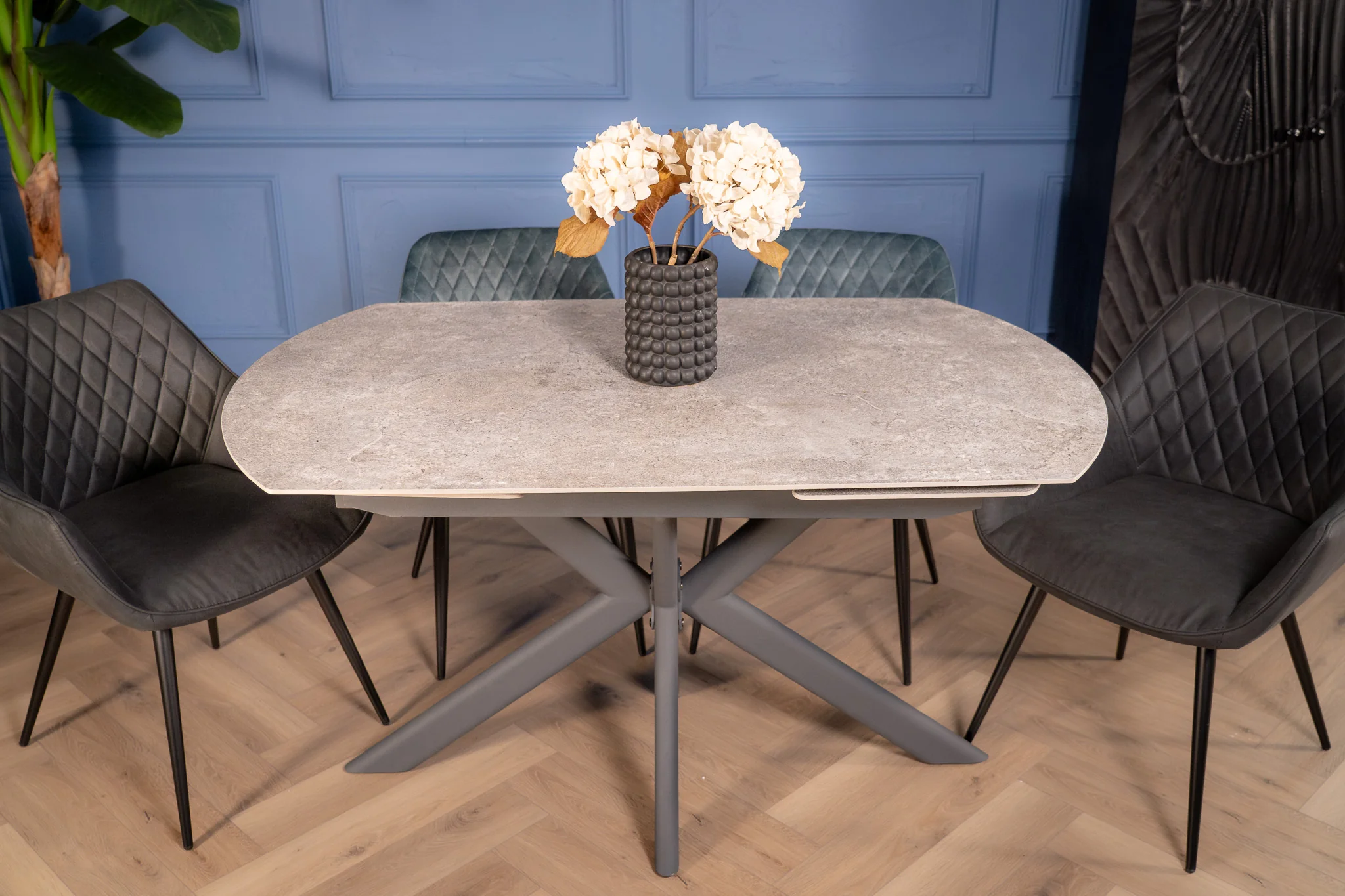 Rotating Extendable Sintered Stone Dining Table 140-200cm – Integri Grey Concrete - Image 6