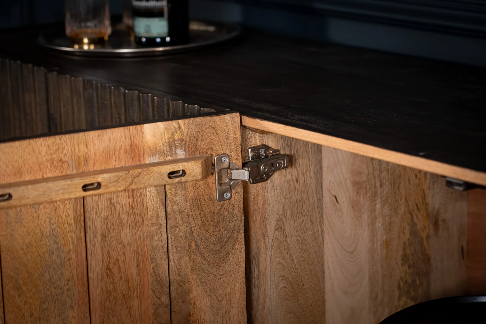 Solid Mango Wood Sideboard 180 cm – Louvre Fluted Front Grey Brown - Image 7