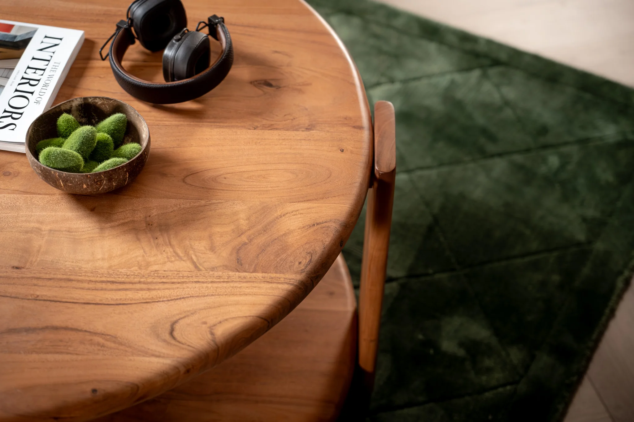 Solid Acacia Wood Round Coffee Table 92 cm – Manhattan - Image 3