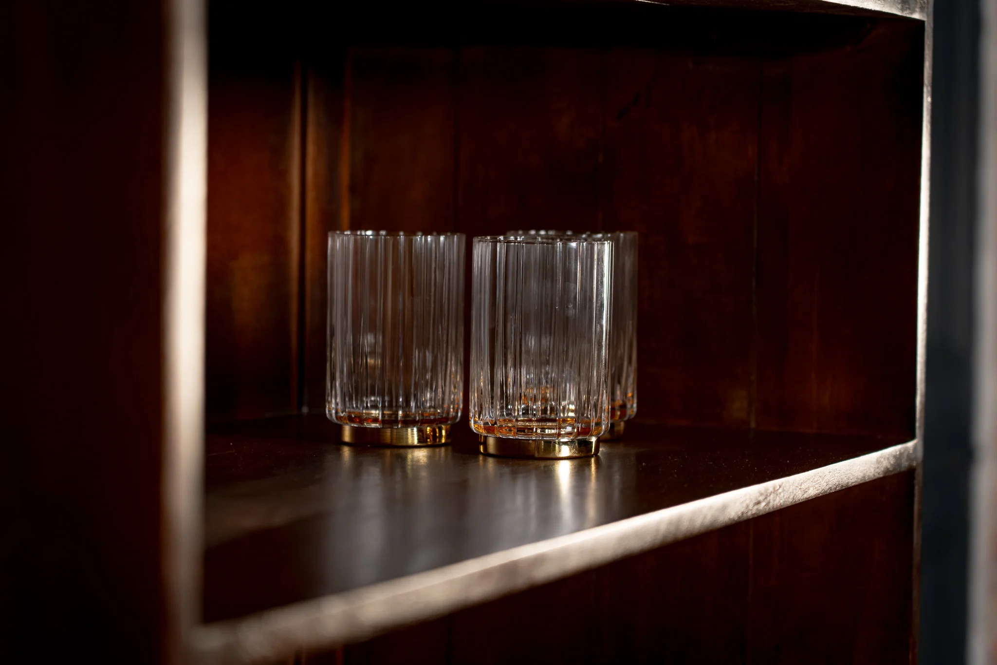 Solid Mango Wood Bar Cabinet Dark Brown with Gold Base 155 cm - Memento - Image 5