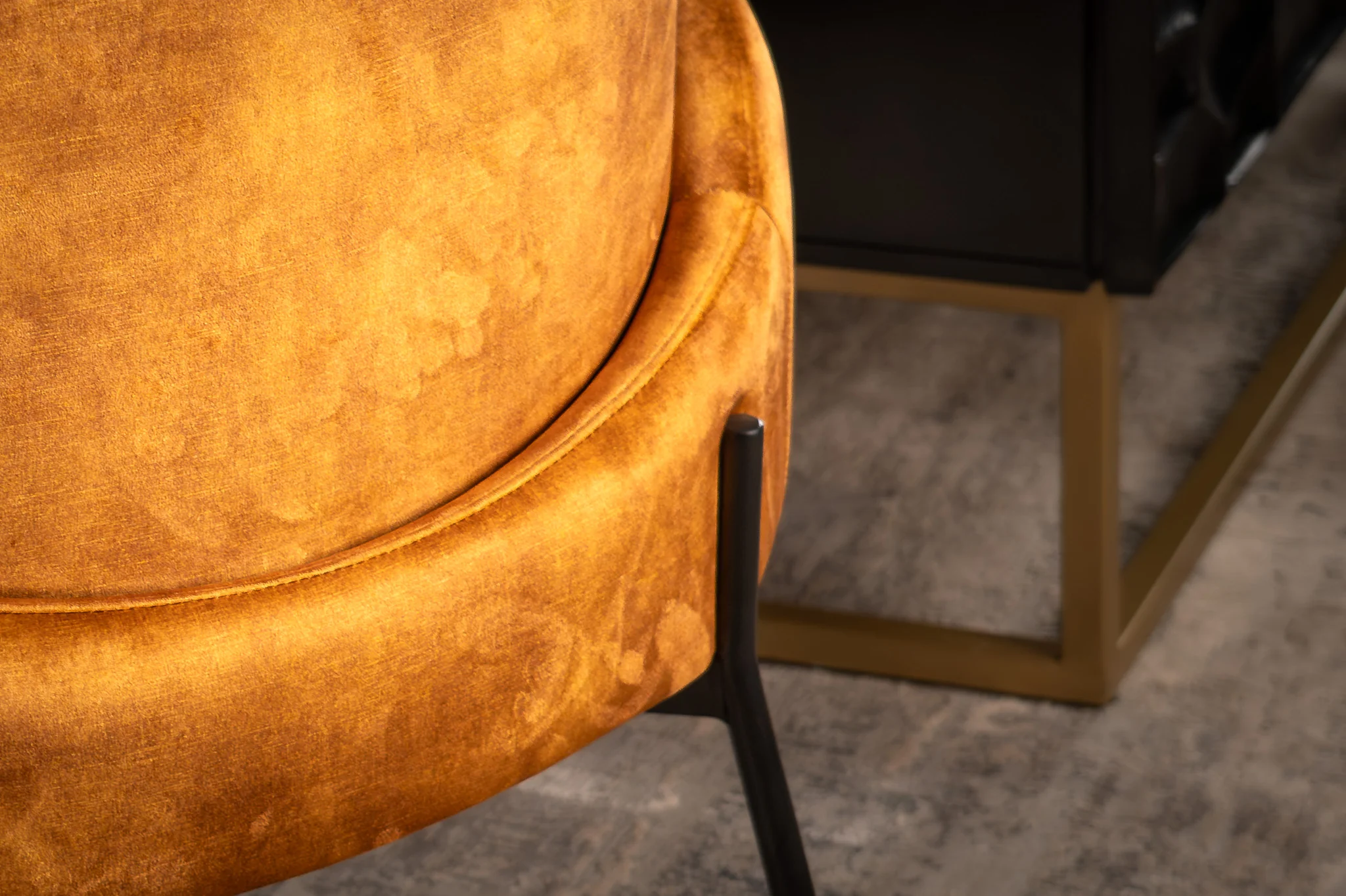 Velvet Lounge Chair Mustard Yellow with Black Legs – Milo - Image 5