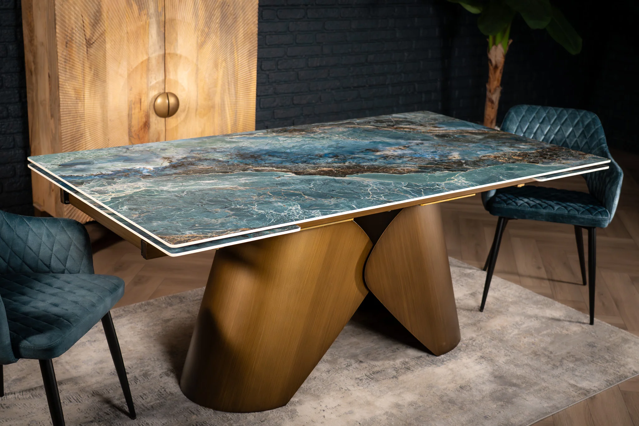 Extendable Sintered Stone Dining Table 180-260cm – Nemesis Crystal Blue Marble - Image 10