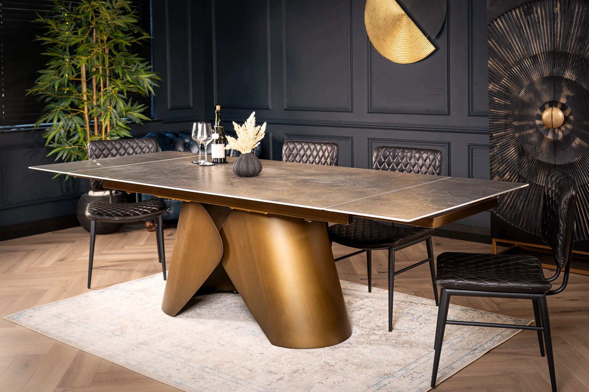 Extendable Sintered Stone Dining Table 180-260cm – Nemesis Vienna Black Gold - Image 3