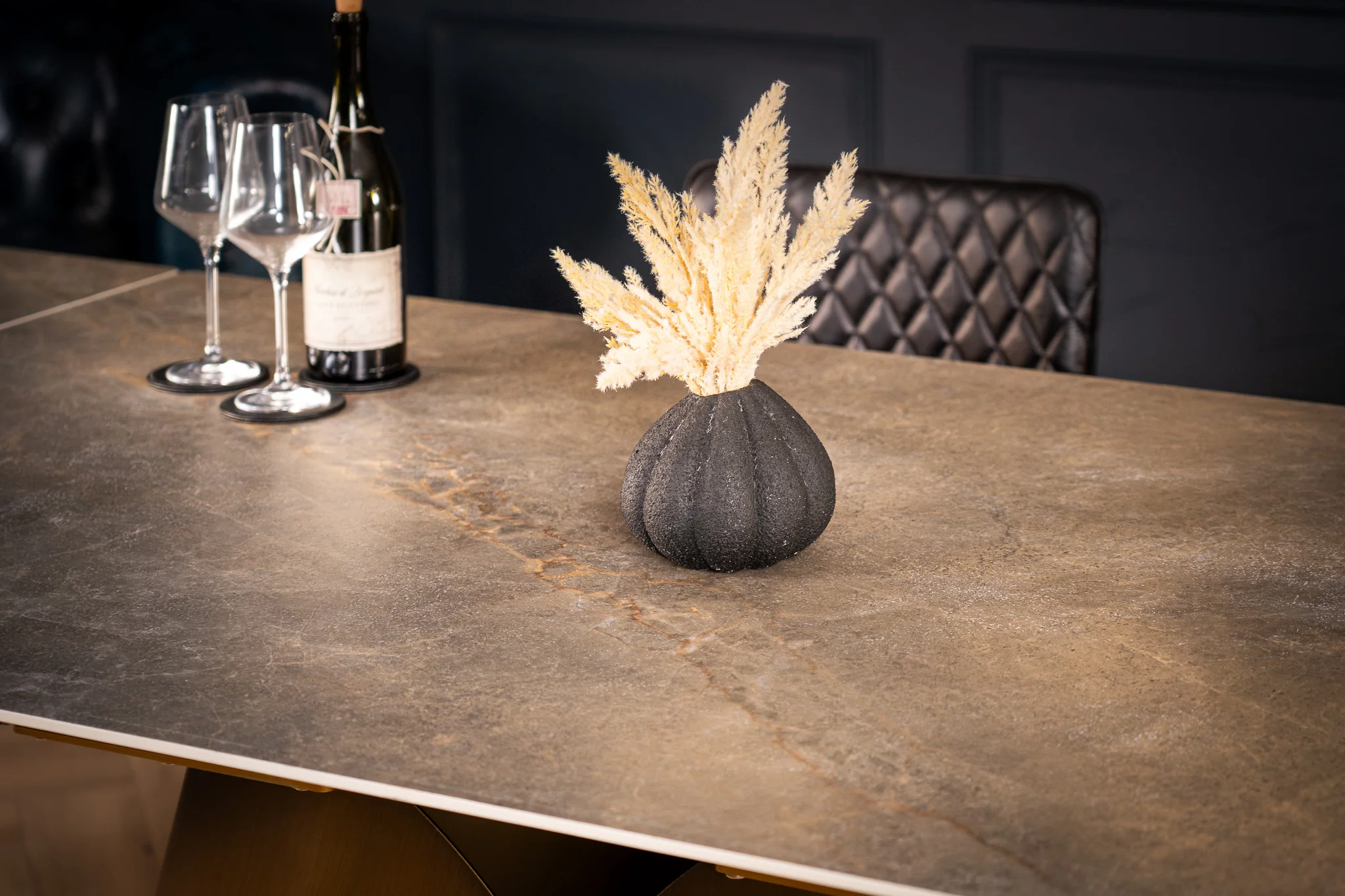 Extendable Sintered Stone Dining Table 180-260cm – Nemesis Vienna Black Gold - Image 7