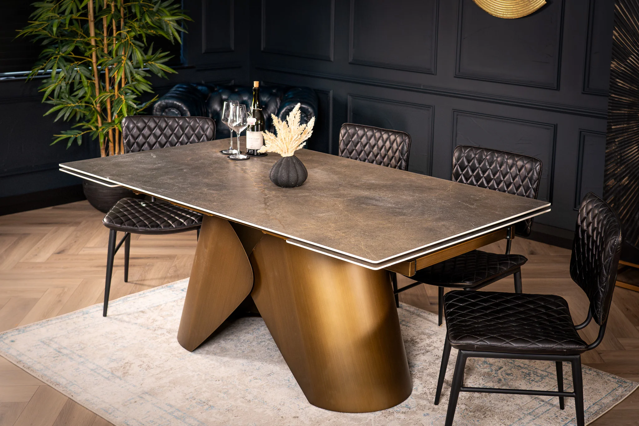 Extendable Sintered Stone Dining Table 180-260cm – Nemesis Vienna Black Gold - Image 9