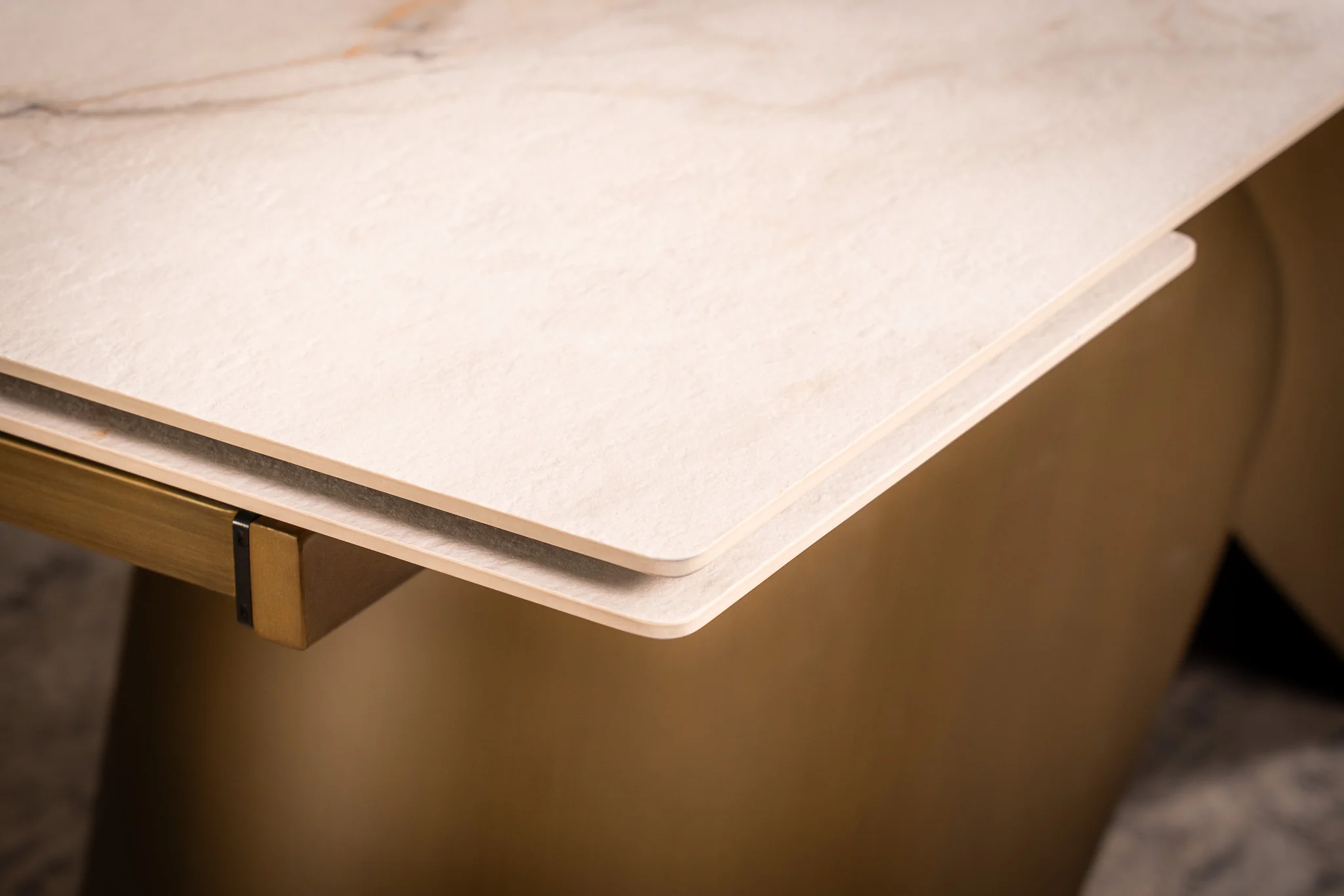 Extendable White Marble Sintered Stone Dining Table 180-260cm – Nemesis Concrete Texture - Image 6
