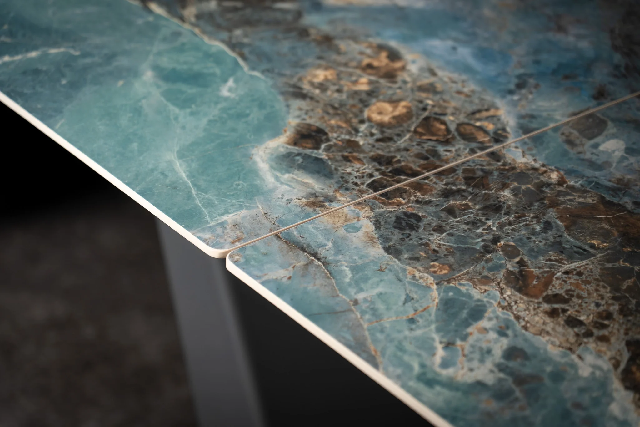 Extendable Sintered Stone Dining Table 160-240cm – Oasis Crystal Blue Marble - Image 7