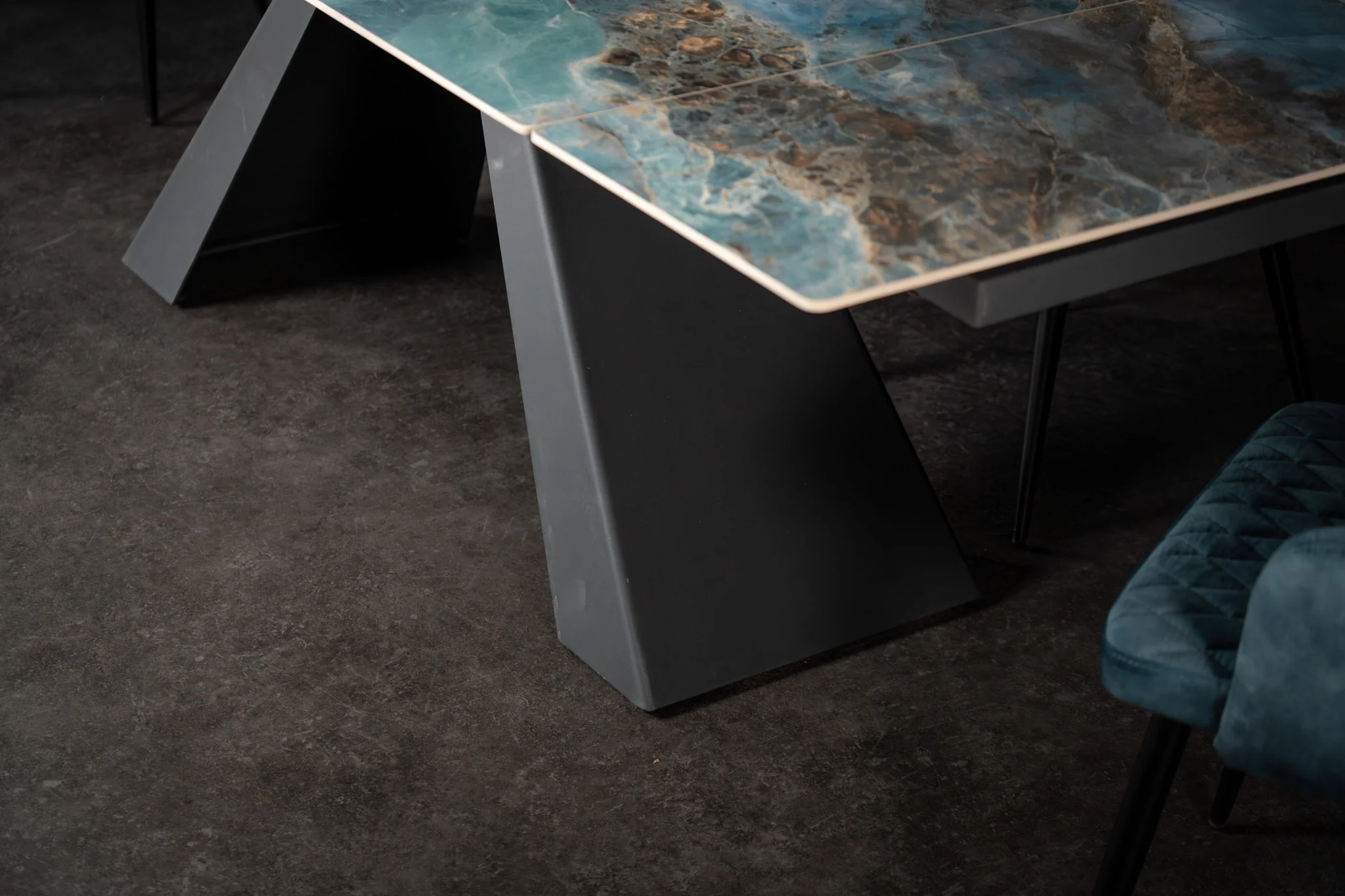 Extendable Sintered Stone Dining Table 160-240cm – Oasis Crystal Blue Marble - Image 8