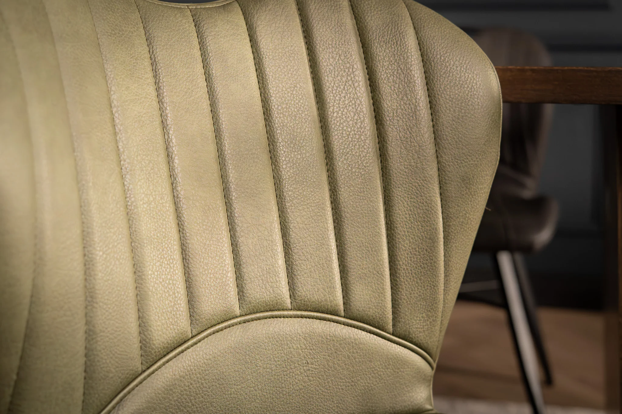 Faux Leather Dining Chair Olive Green with Black Legs – Orion - Image 7