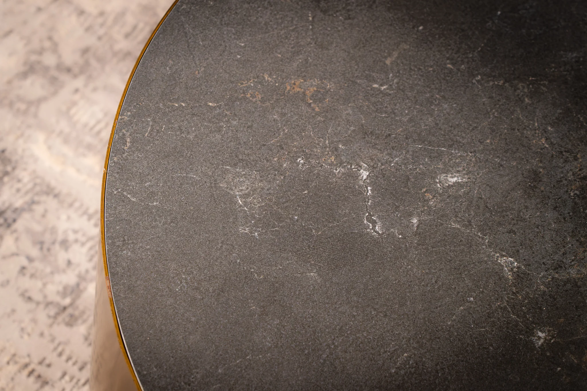 Sintered Stone Round Coffee Table Black Diamond Marble 90 cm – Petroio - Image 6