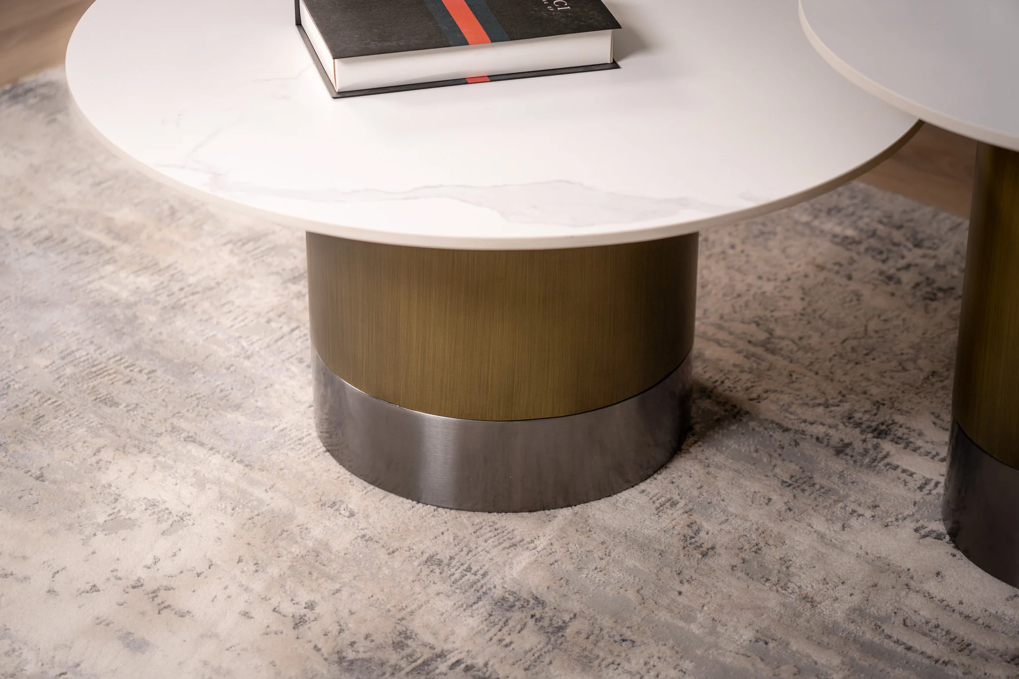 Sintered Stone Round Coffee Table White Marble 80 cm – Pienza - Image 5