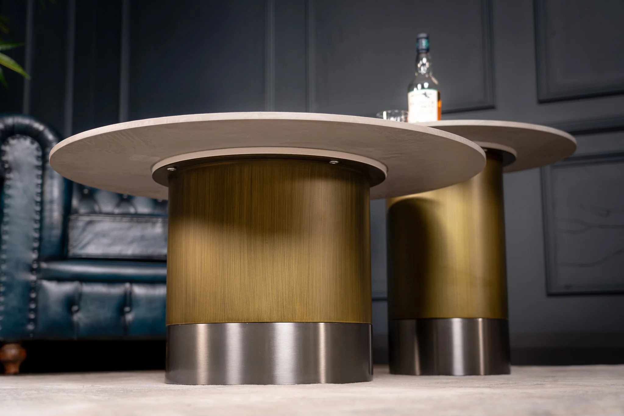 Sintered Stone Round Side Table Grey Concrete 60 cm – Pienza - Image 3