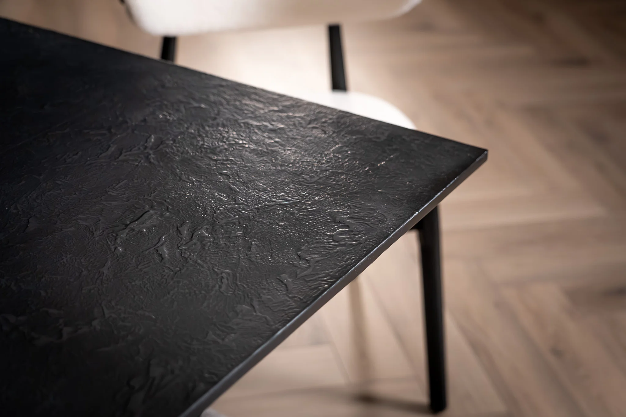 Solid Mango Wood Dining Table Black Mosaic Top 240 cm – Portofino Fluted Base - Image 4
