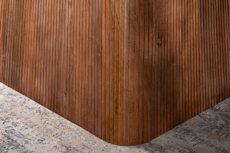 Solid Mango Wood Dining Table Black Mosaic Top 240 cm – Portofino Fluted Base - Image 5