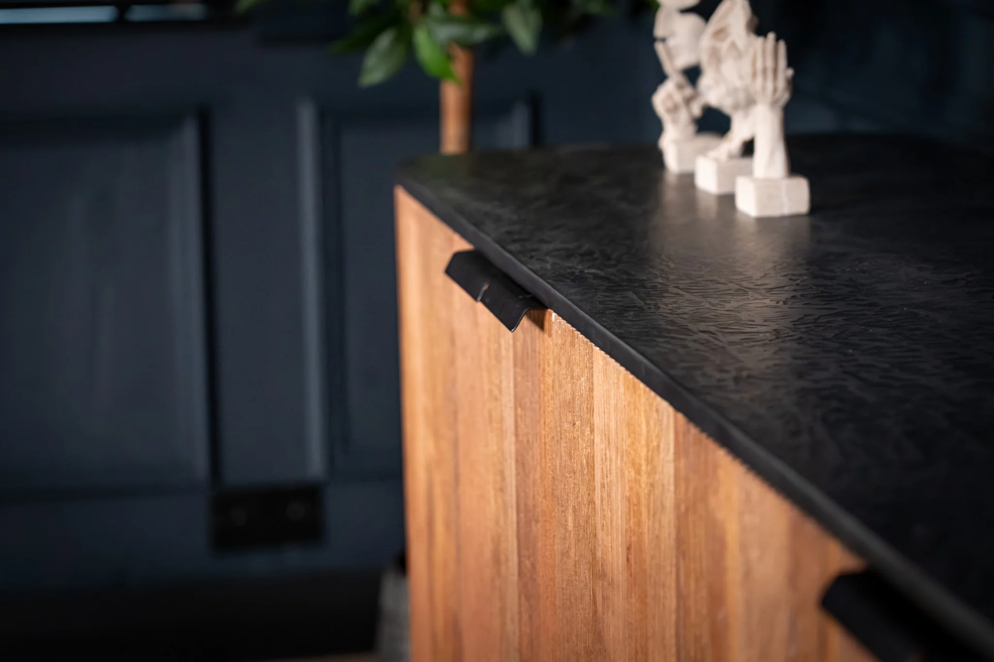 Solid Mango Wood Sideboard Black Mosaic Top 201 cm – Portofino Fluted Body - Image 4