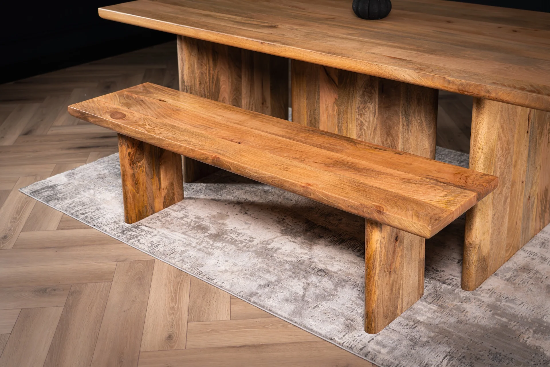 Solid Mango Wood Dining Bench 160 cm – Rodos - Image 2