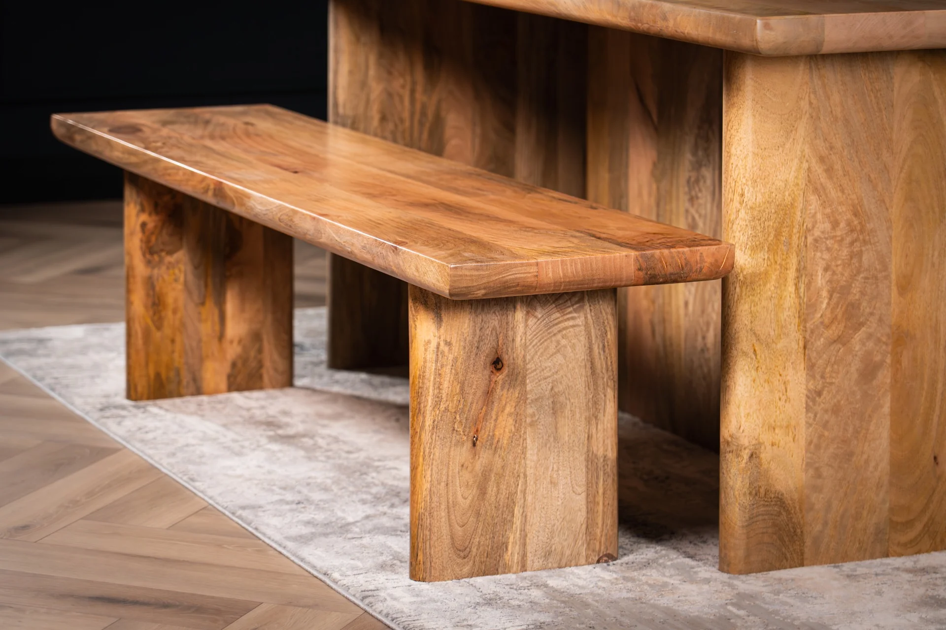 Solid Mango Wood Dining Bench 160 cm – Rodos - Image 3