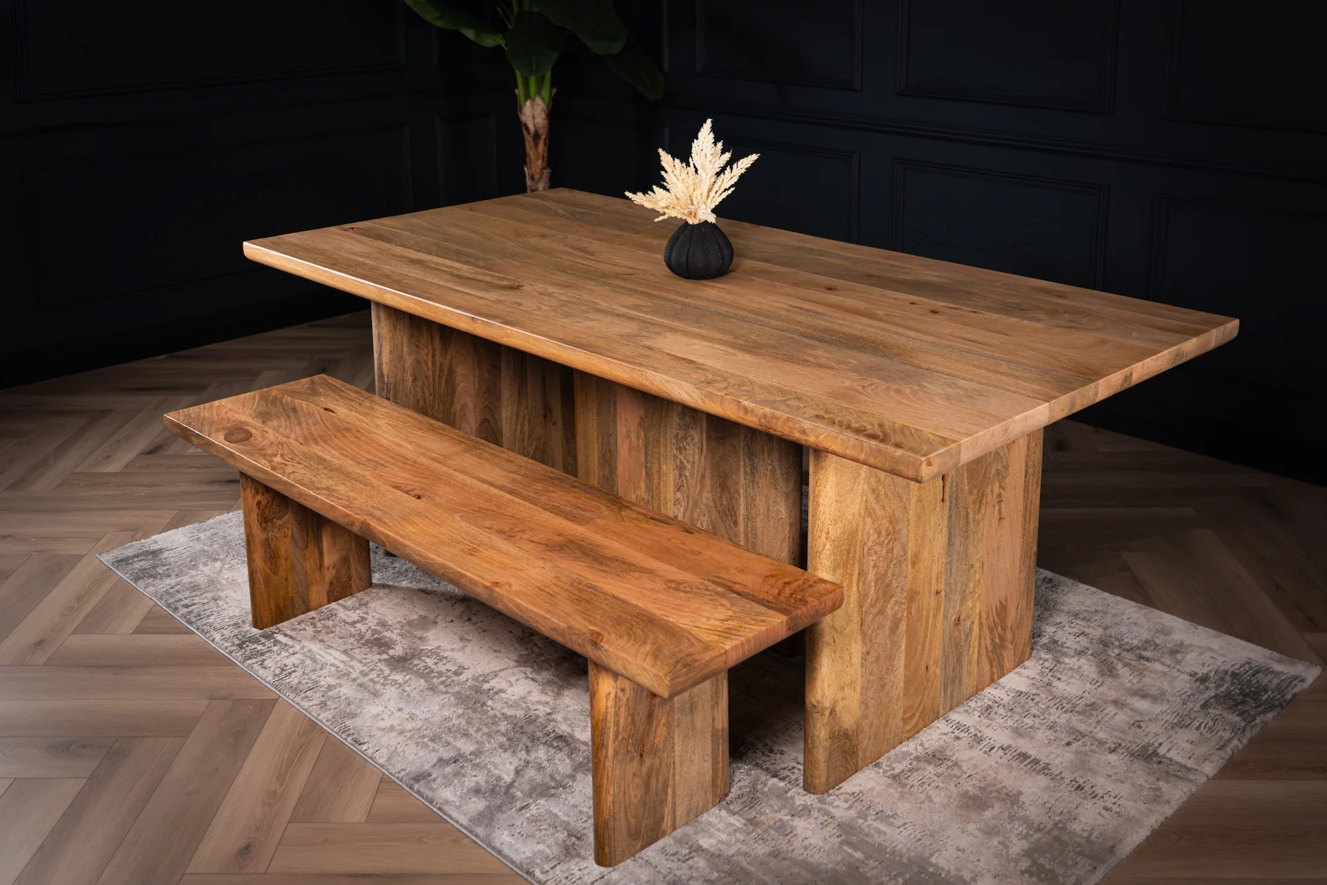 Solid Mango Wood Dining Table with Pedestal Base 200cm – Rodos - Image 4