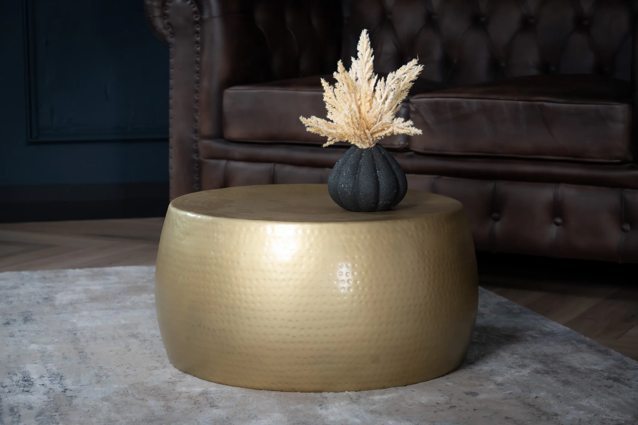 Gold Metal Coffee Table 60 cm with Hammered Finish – Orient Organic - Image 5